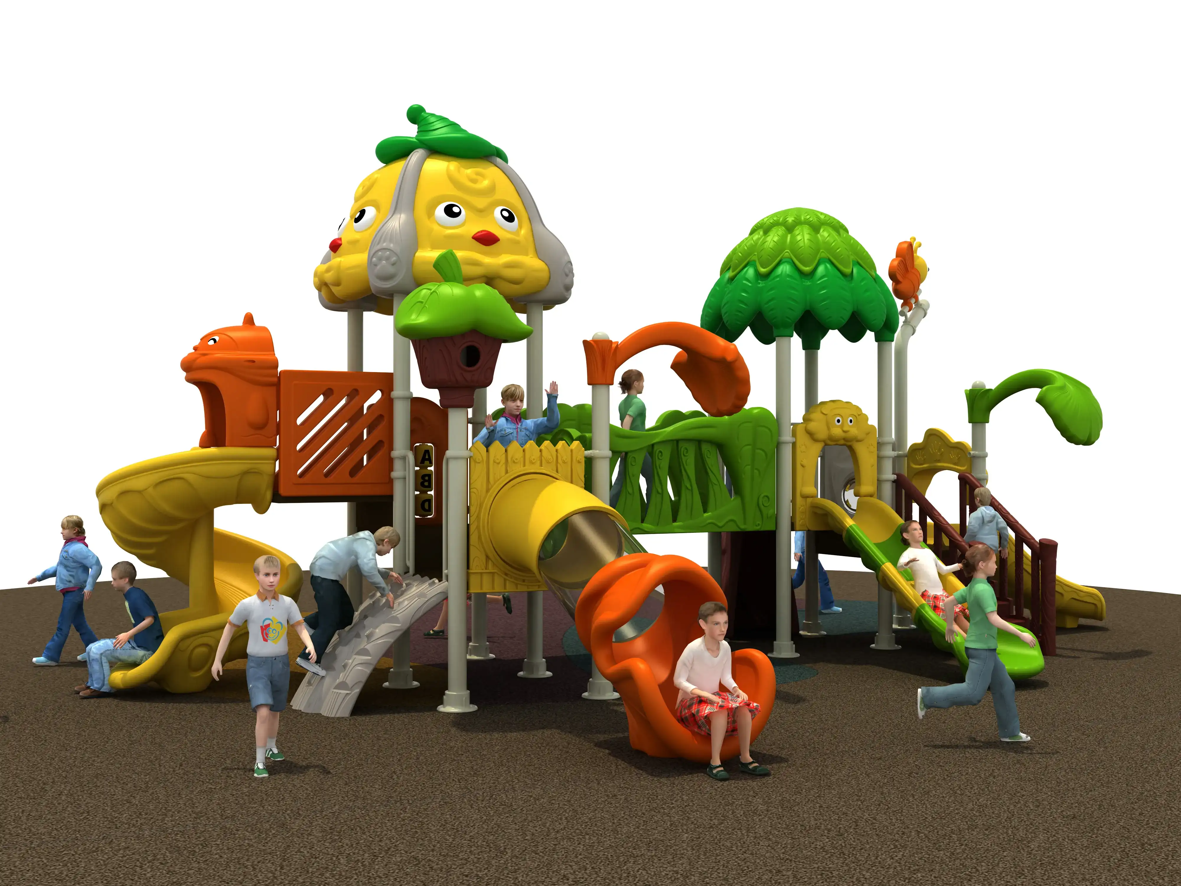 forest animal themed outdoor playground commercial play, Rotomolded, Smooth Finish, Safe Plastic by HonPlay - full product view