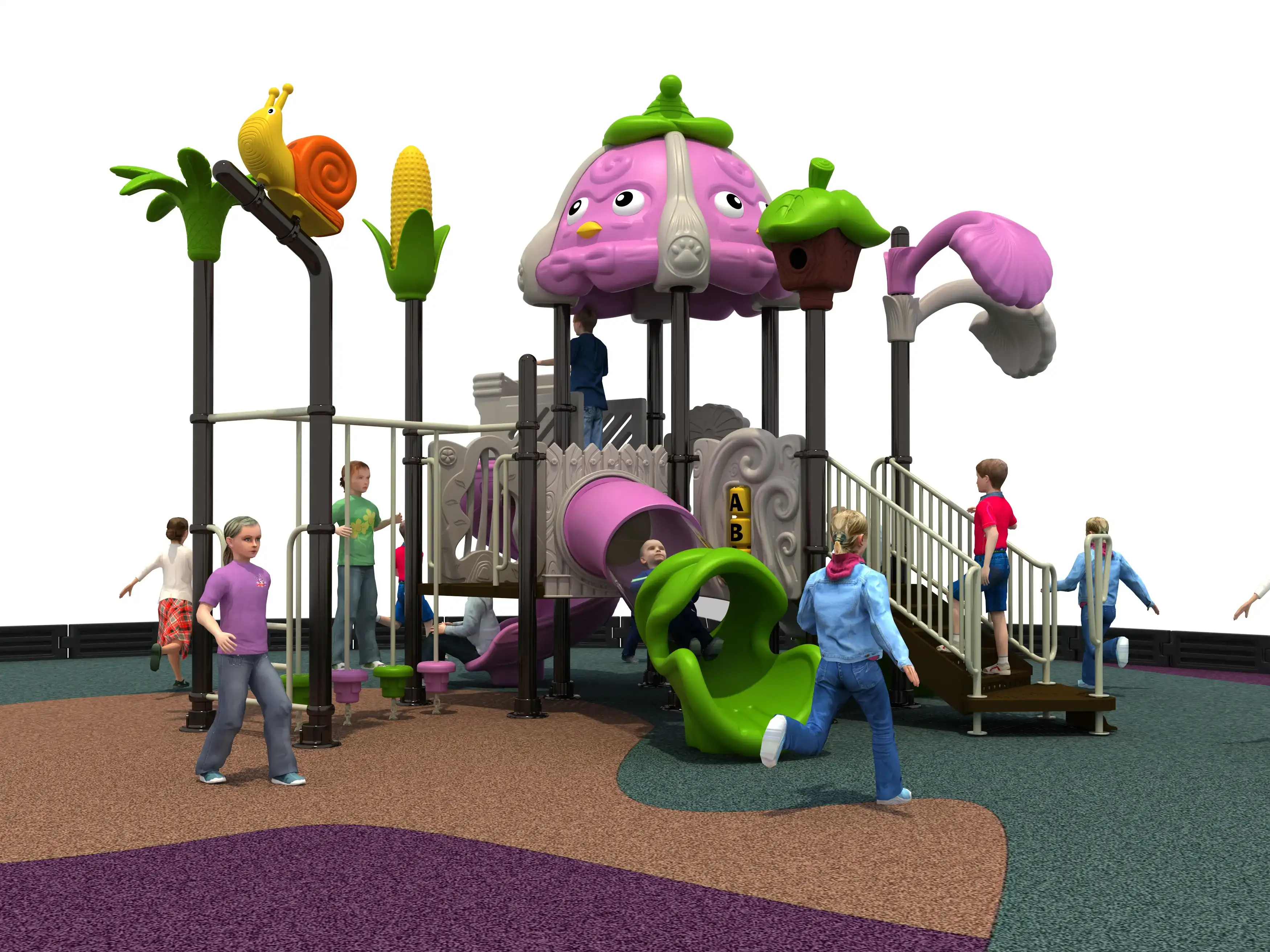 nature themed garden adventure playground outdoor, Rotomolded, Smooth Finish, Safe Plastic by HonPlay - full product view