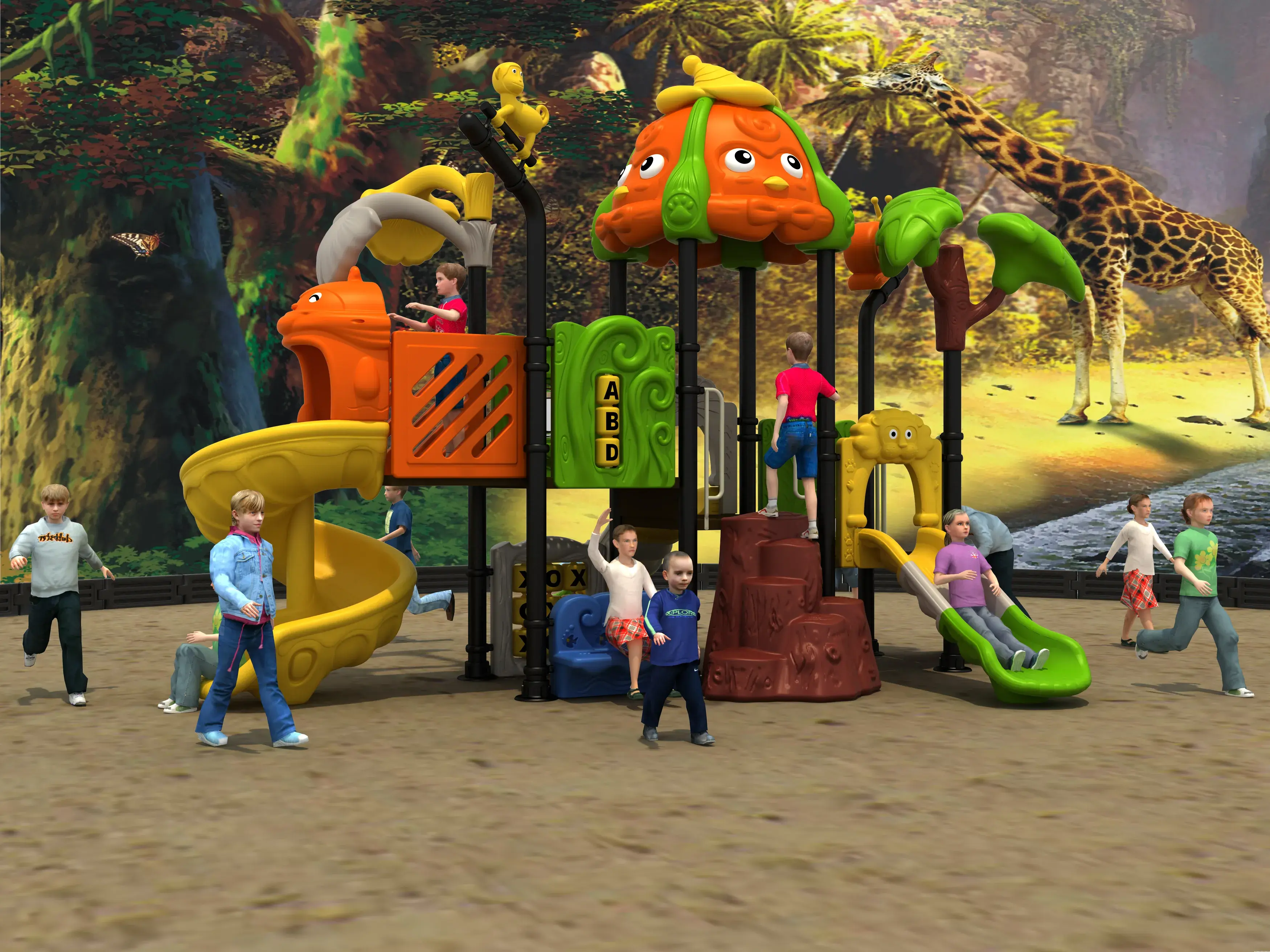 forest adventure series outdoor playground commercial grade, Rotomolded, Smooth Finish, Safe Plastic by HonPlay - installation and use case