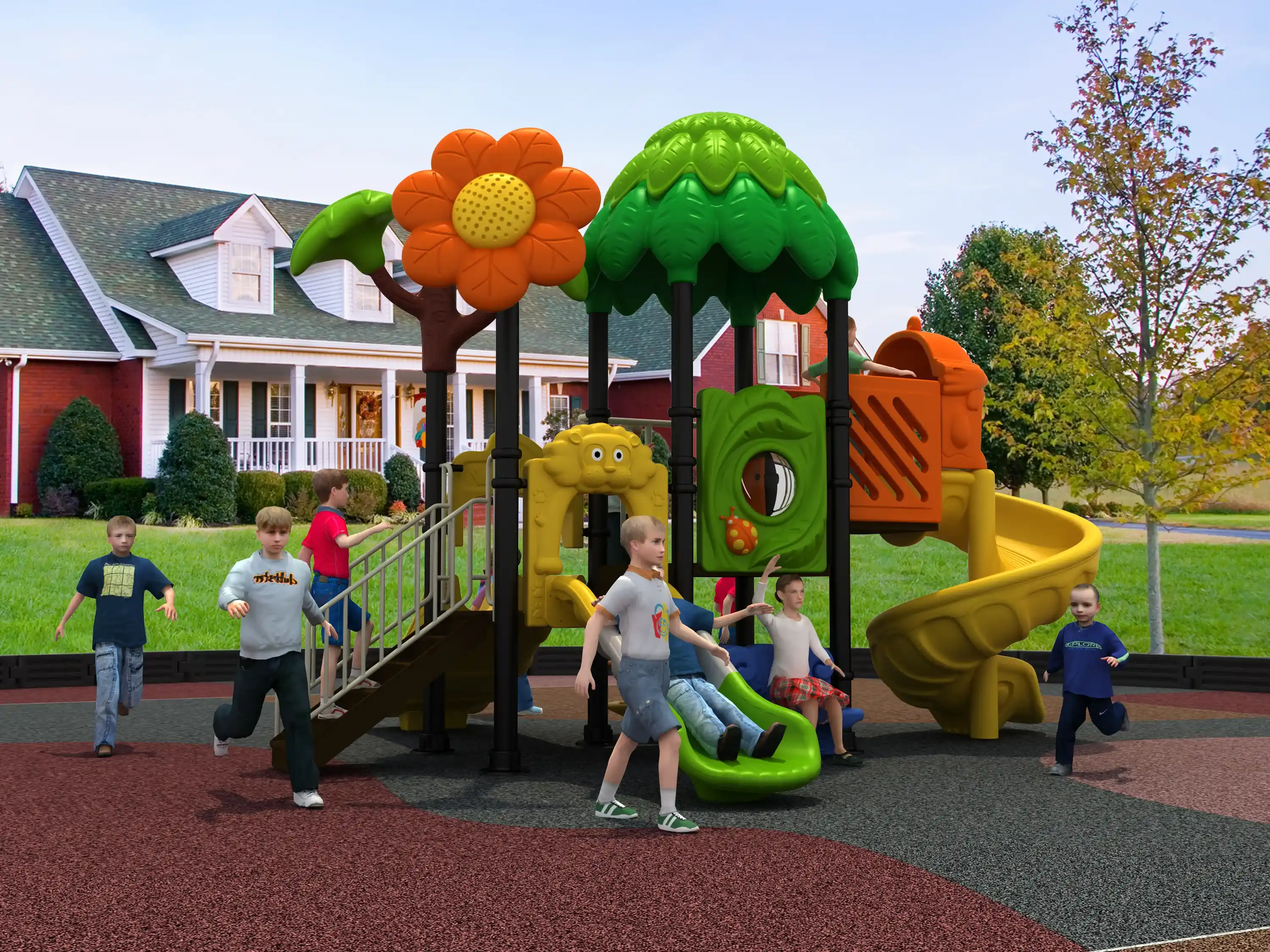 nature themed outdoor playground set durable multi, Rotomolded, Smooth Finish, Safe Plastic by HonPlay - installation and use case