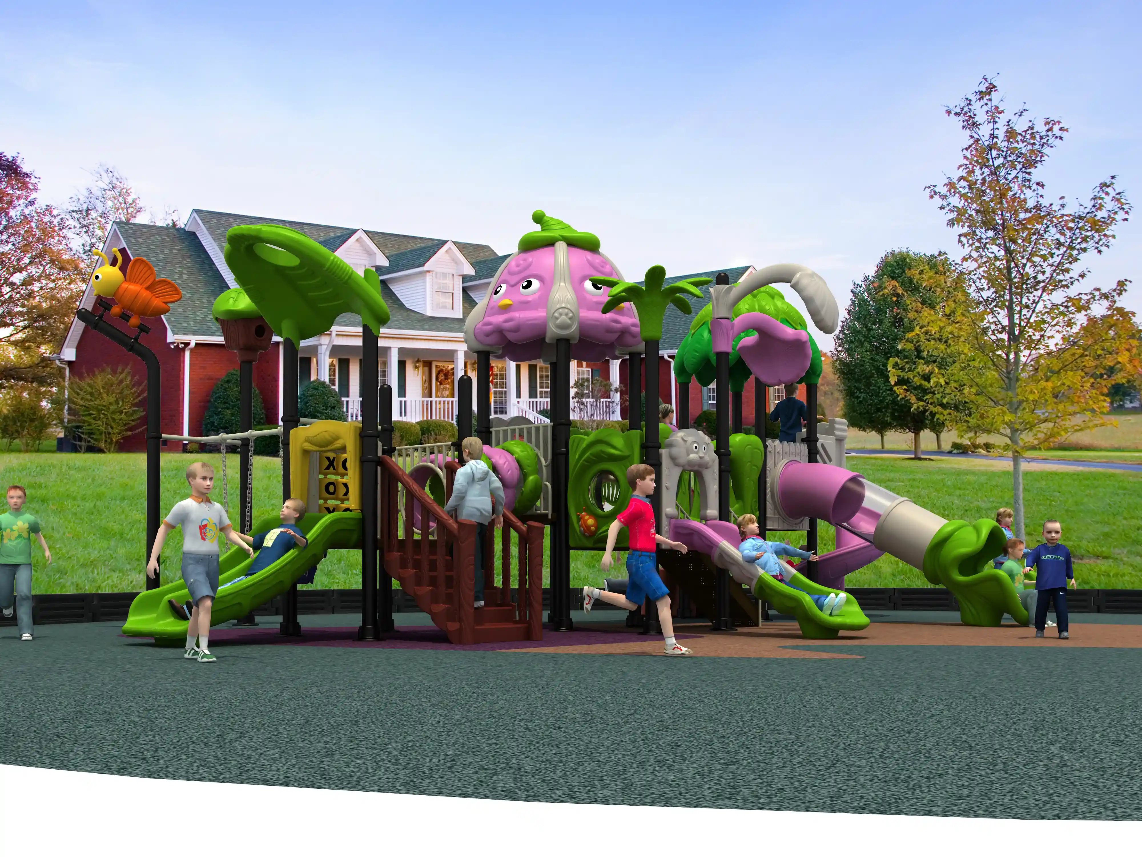 nature themed multi functional outdoor playground comprehens, Rotomolded, Smooth Finish, Safe Plastic by HonPlay - installation and use case