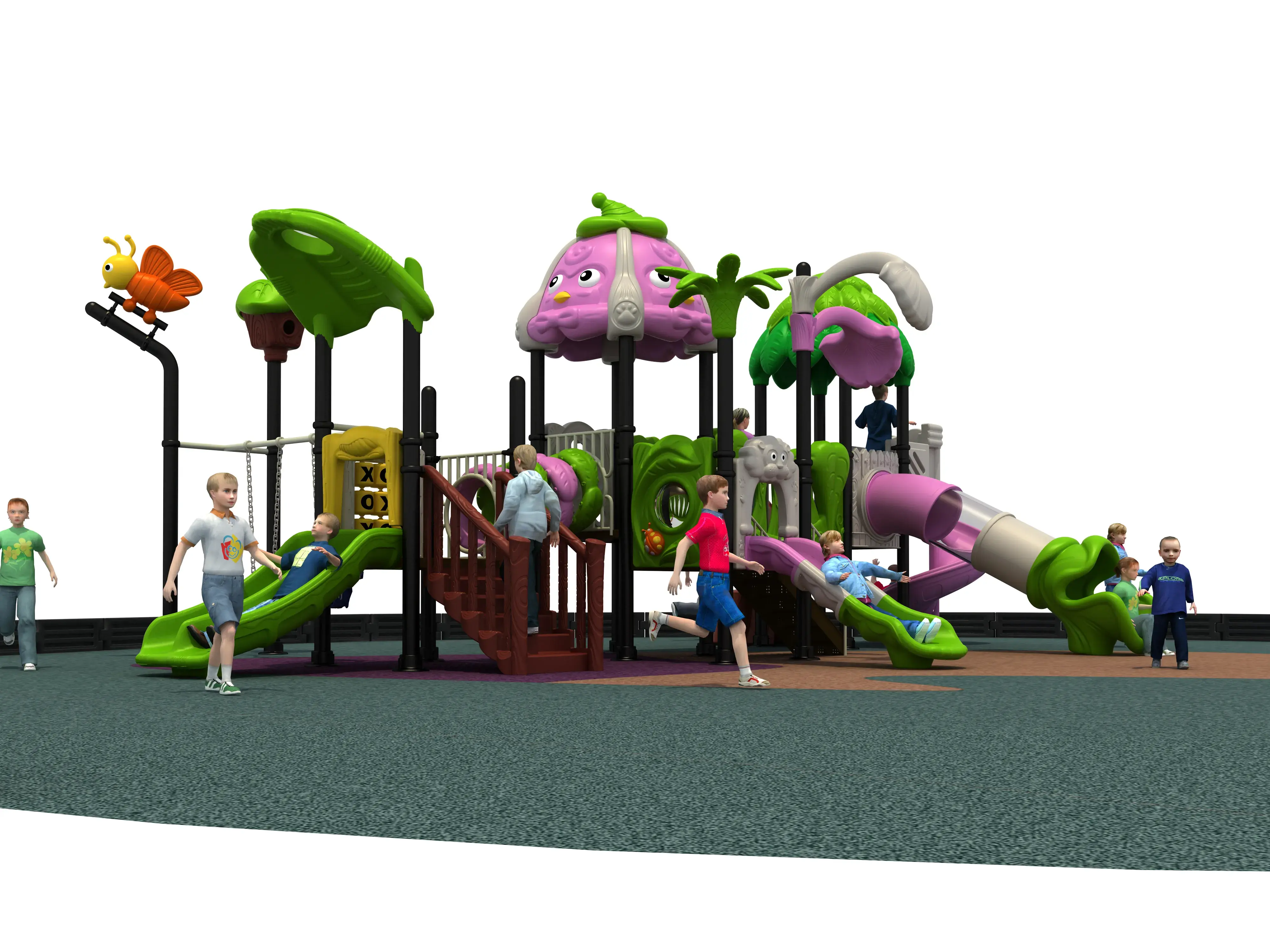 nature themed multi functional outdoor playground comprehens, Rotomolded, Smooth Finish, Safe Plastic by HonPlay - safety certification and compliance
