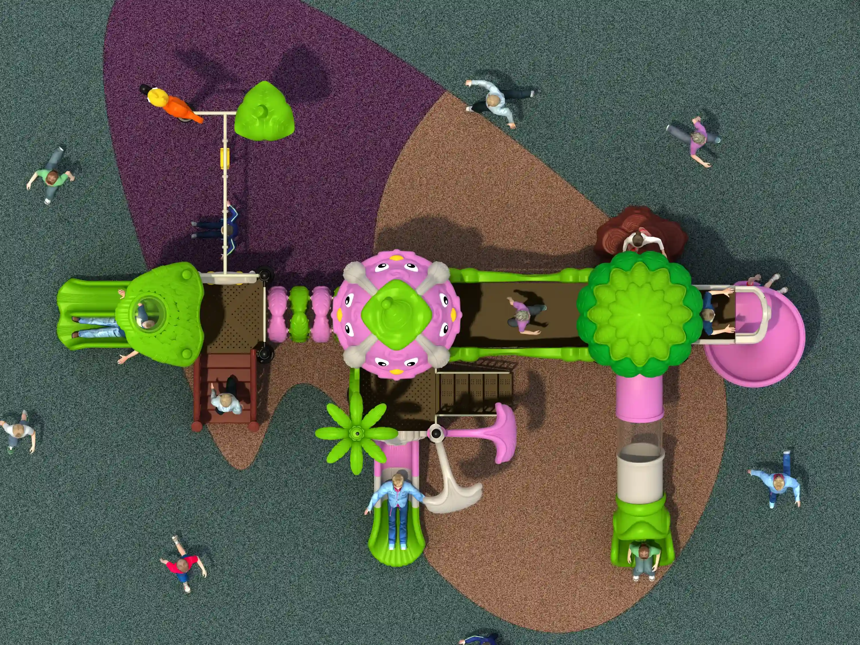 nature themed multi functional outdoor playground comprehens, Rotomolded, Smooth Finish, Safe Plastic by HonPlay - material and finish details