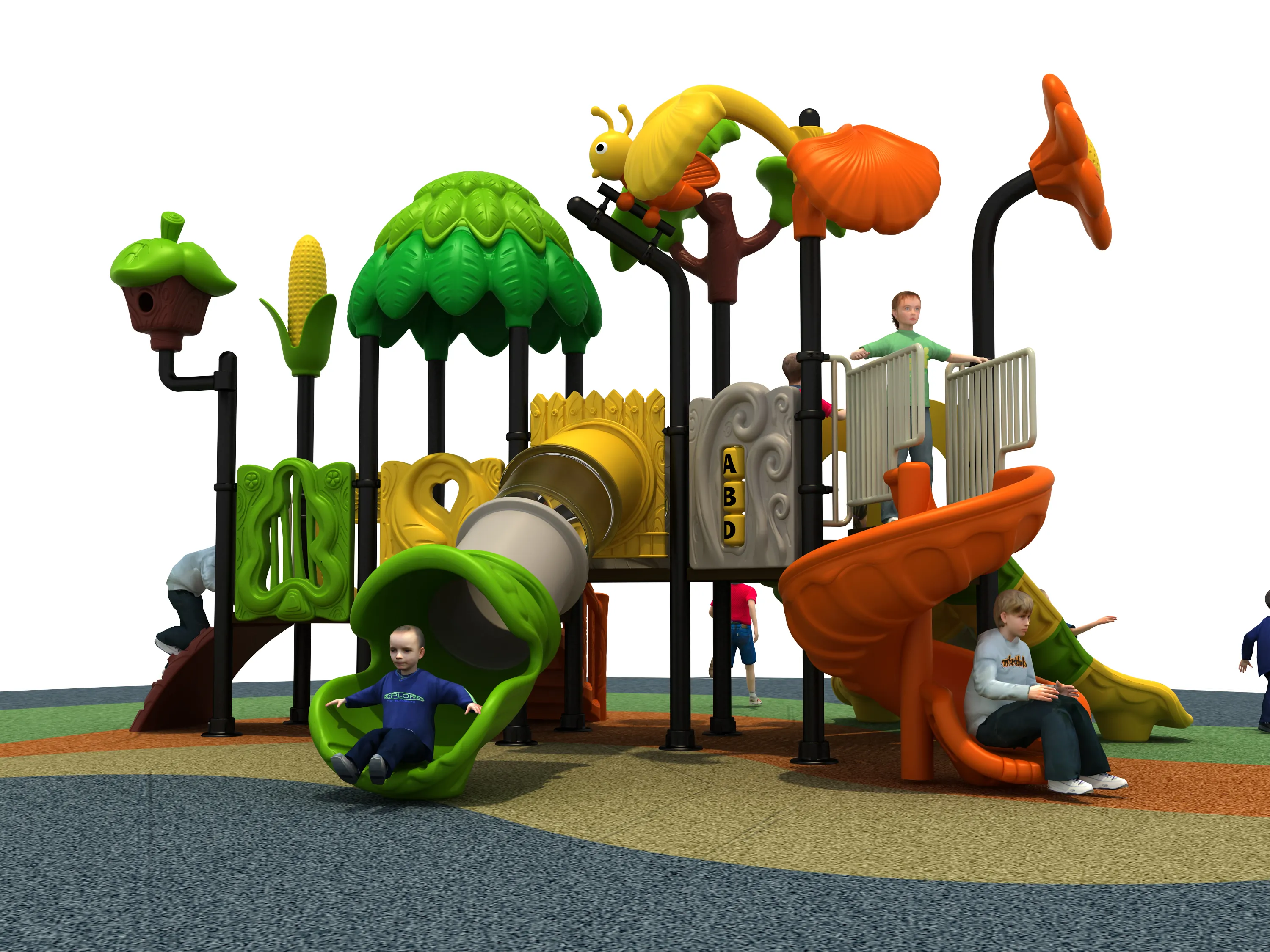 nature themed forest adventure playground commercial, Rotomolded, Smooth Finish, Safe Plastic by HonPlay - full product view
