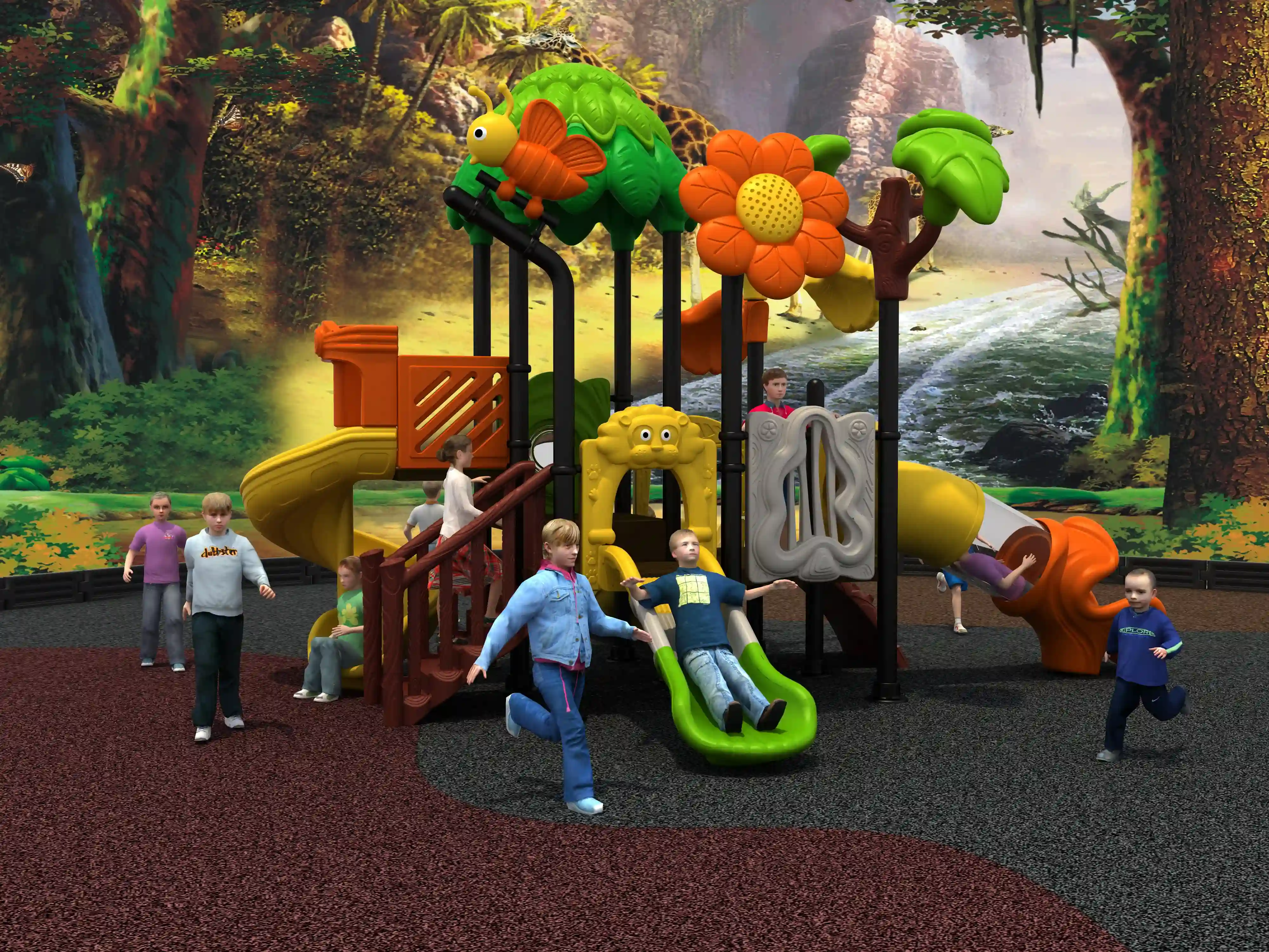 nature themed forest adventure playground outdoor, Rotomolded, Smooth Finish, Safe Plastic by HonPlay - installation and use case