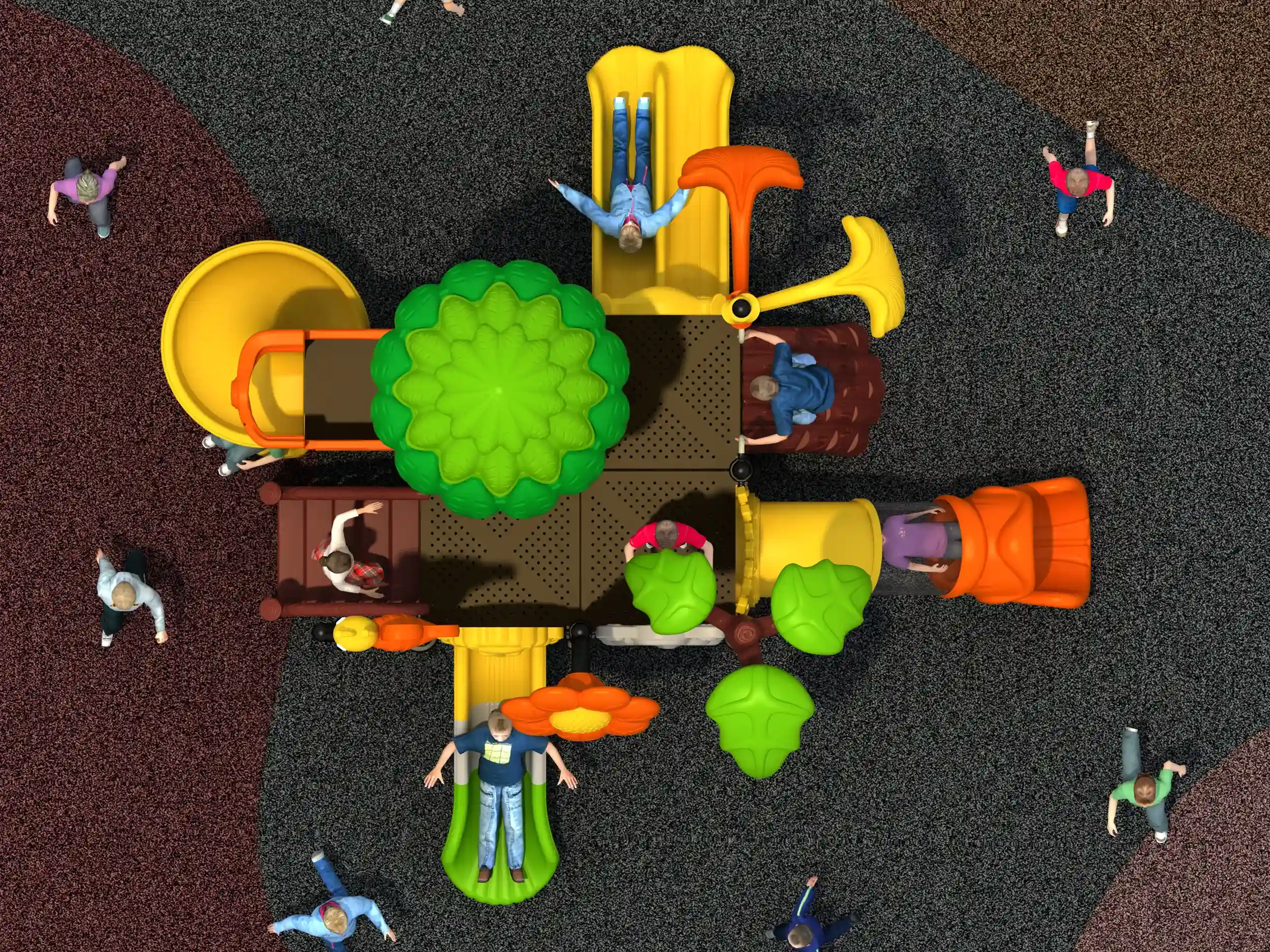 nature themed forest adventure playground outdoor, Rotomolded, Smooth Finish, Safe Plastic by HonPlay - material and finish details