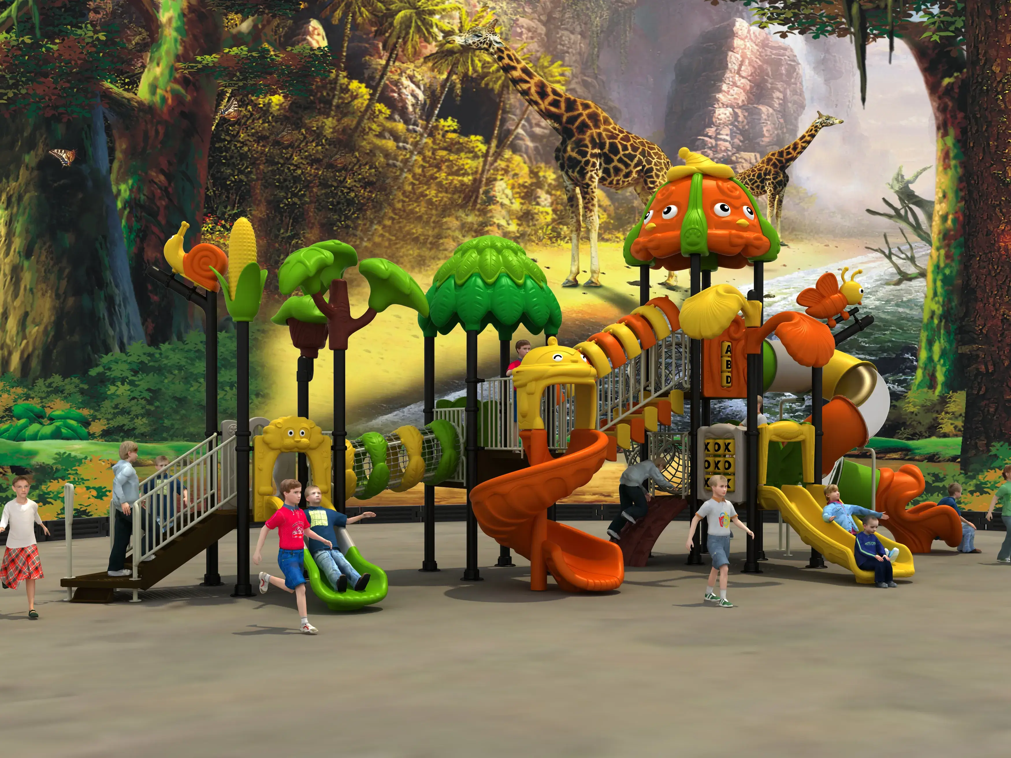 forest adventure multi level outdoor playground commercial, Rotomolded, Smooth Finish, Safe Plastic by HonPlay - safety certification and compliance