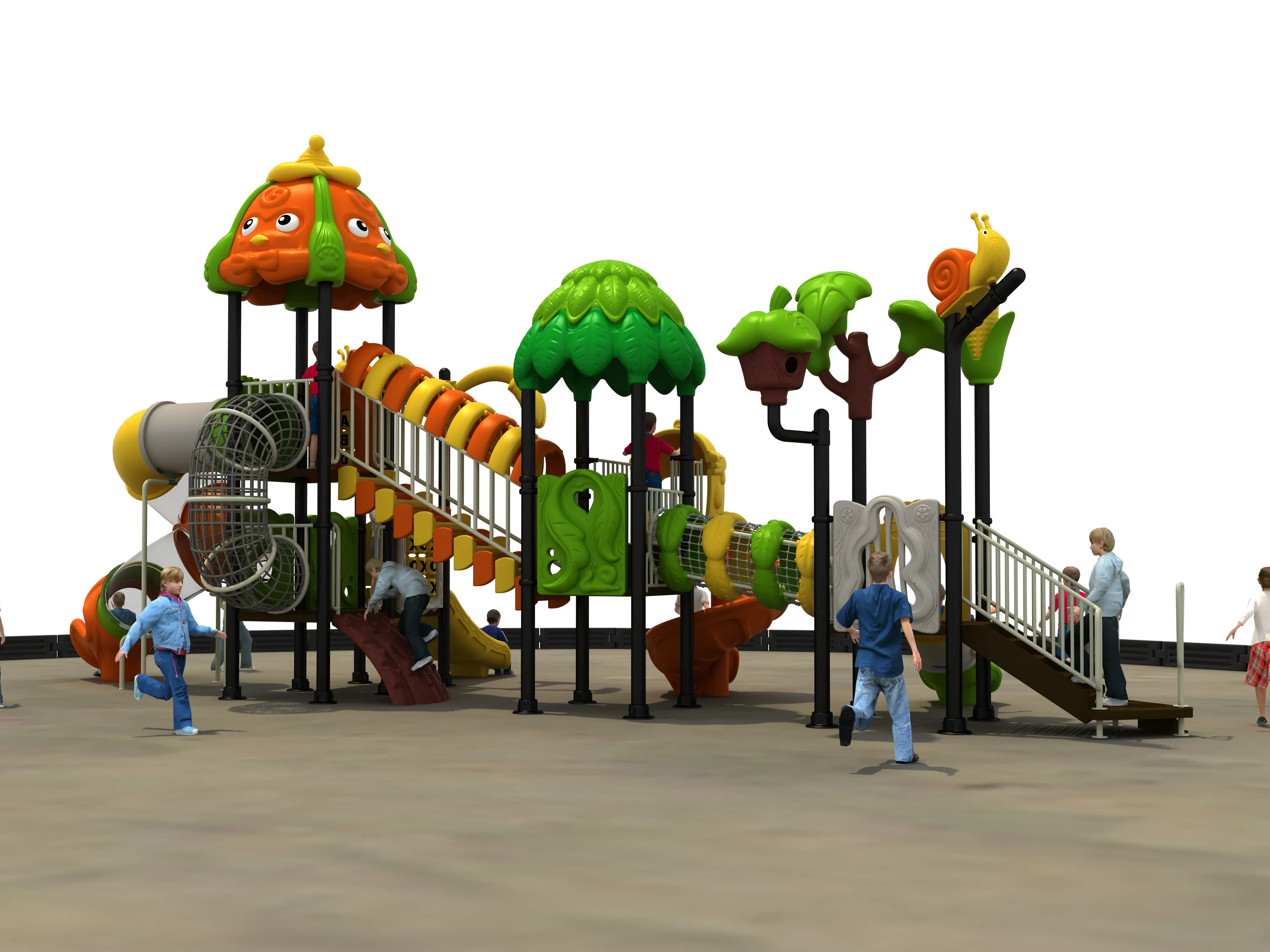 forest adventure multi level outdoor playground commercial, Rotomolded, Smooth Finish, Safe Plastic by HonPlay - full product view
