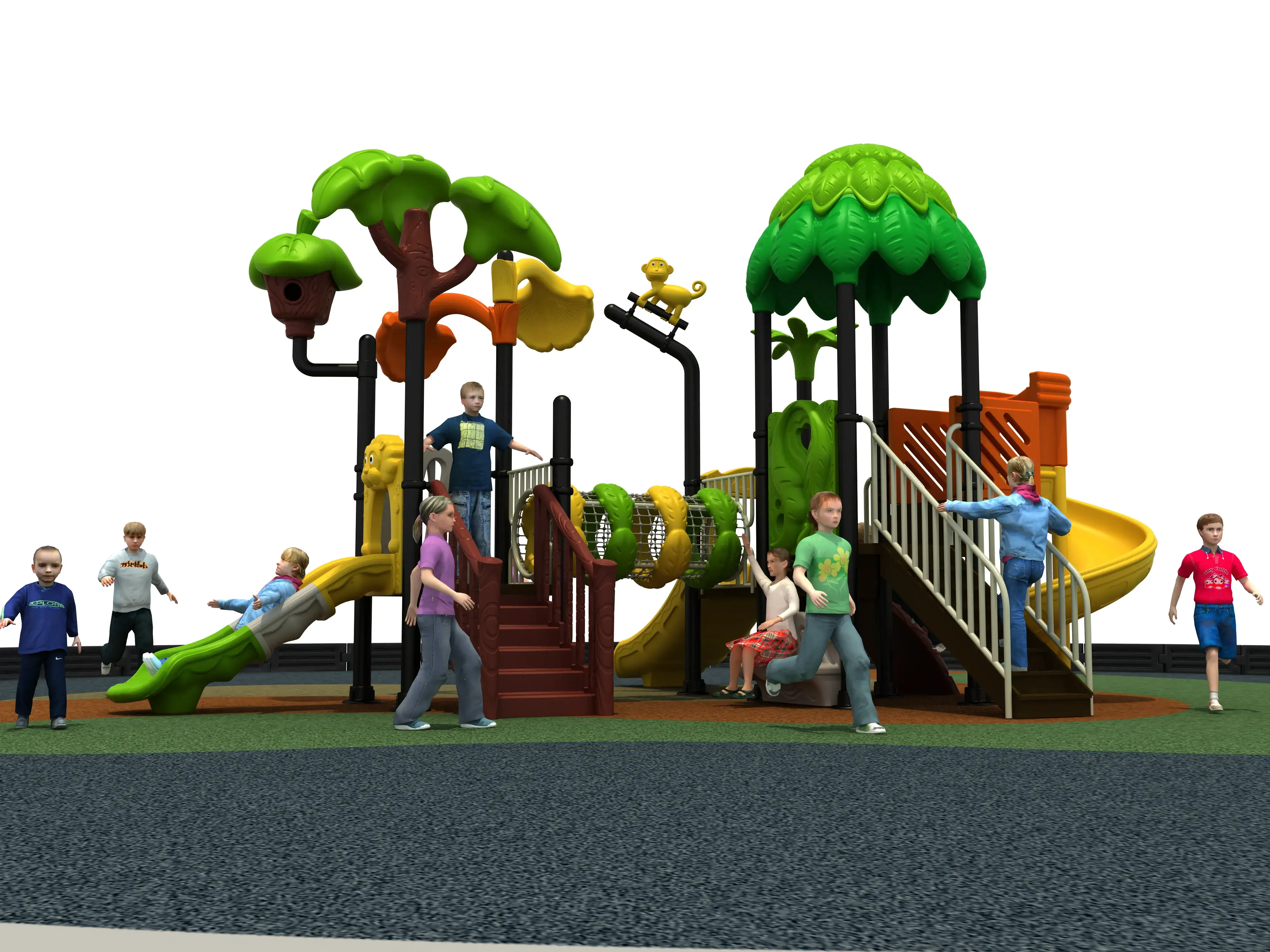 tropical jungle adventure playground commercial outdoor, Rotomolded, Smooth Finish, Safe Plastic by HonPlay - safety certification and compliance