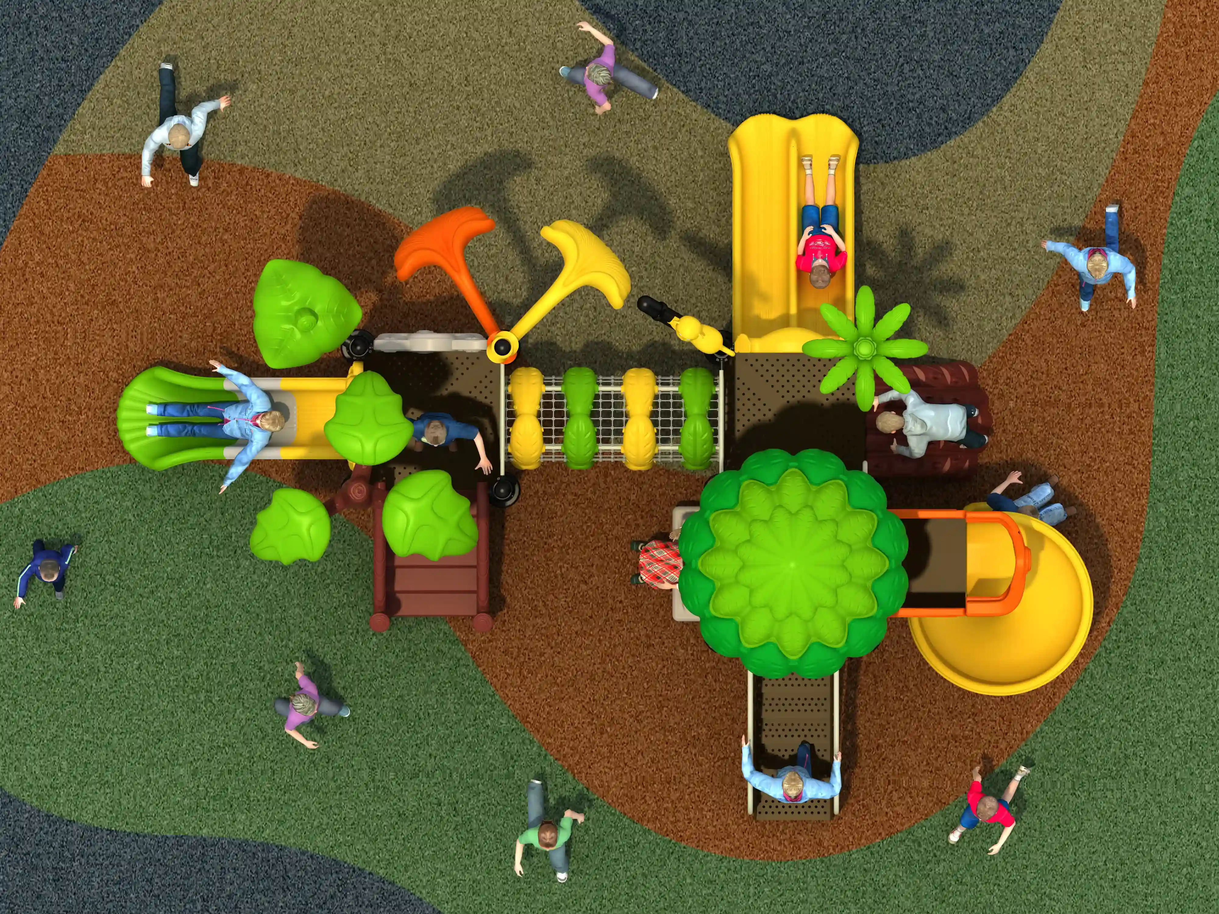 tropical jungle adventure playground commercial outdoor, Rotomolded, Smooth Finish, Safe Plastic by HonPlay - material and finish details