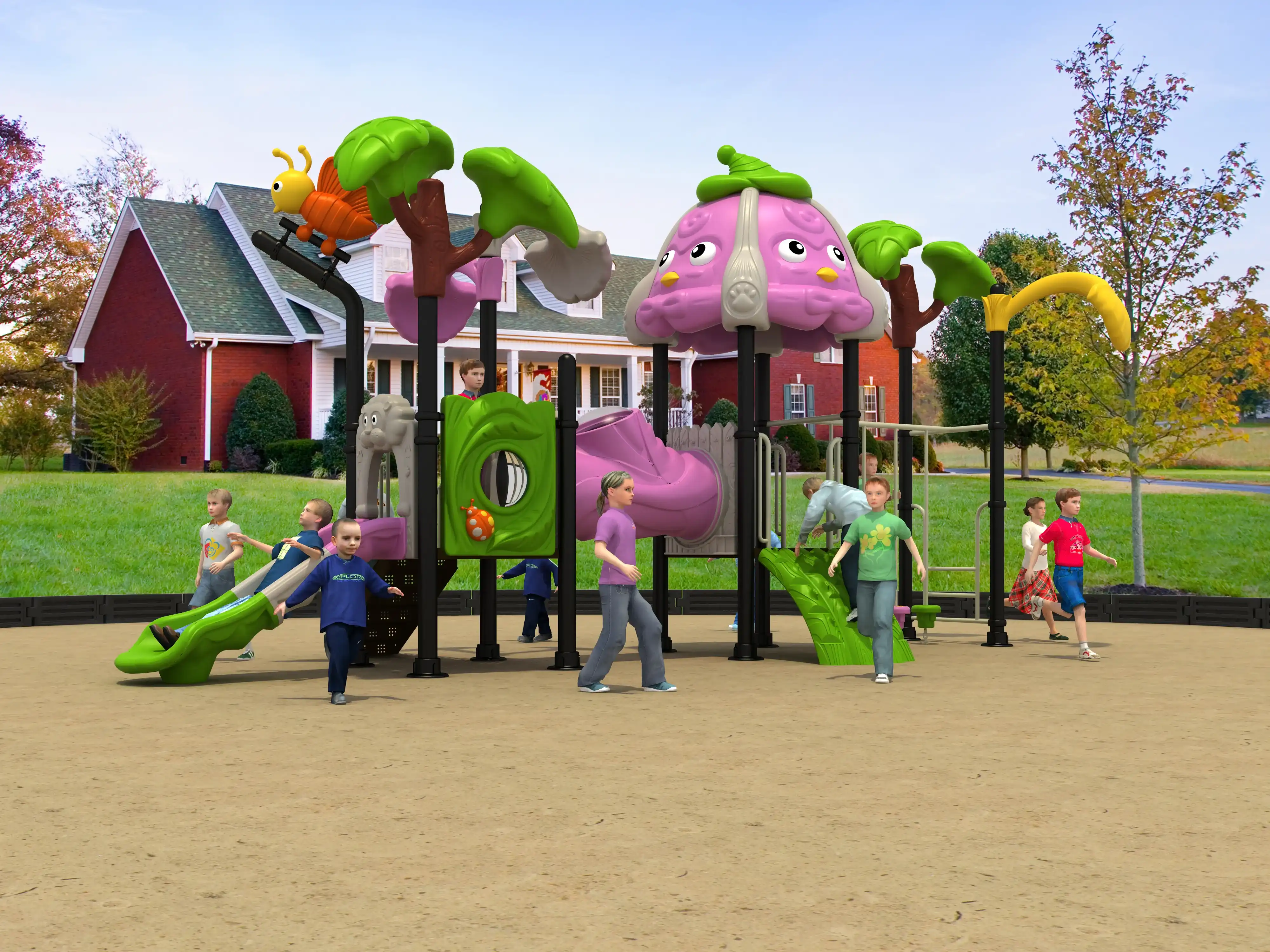 enchanted forest outdoor playground durable commercial play, Rotomolded, Smooth Finish, Safe Plastic by HonPlay - installation and use case