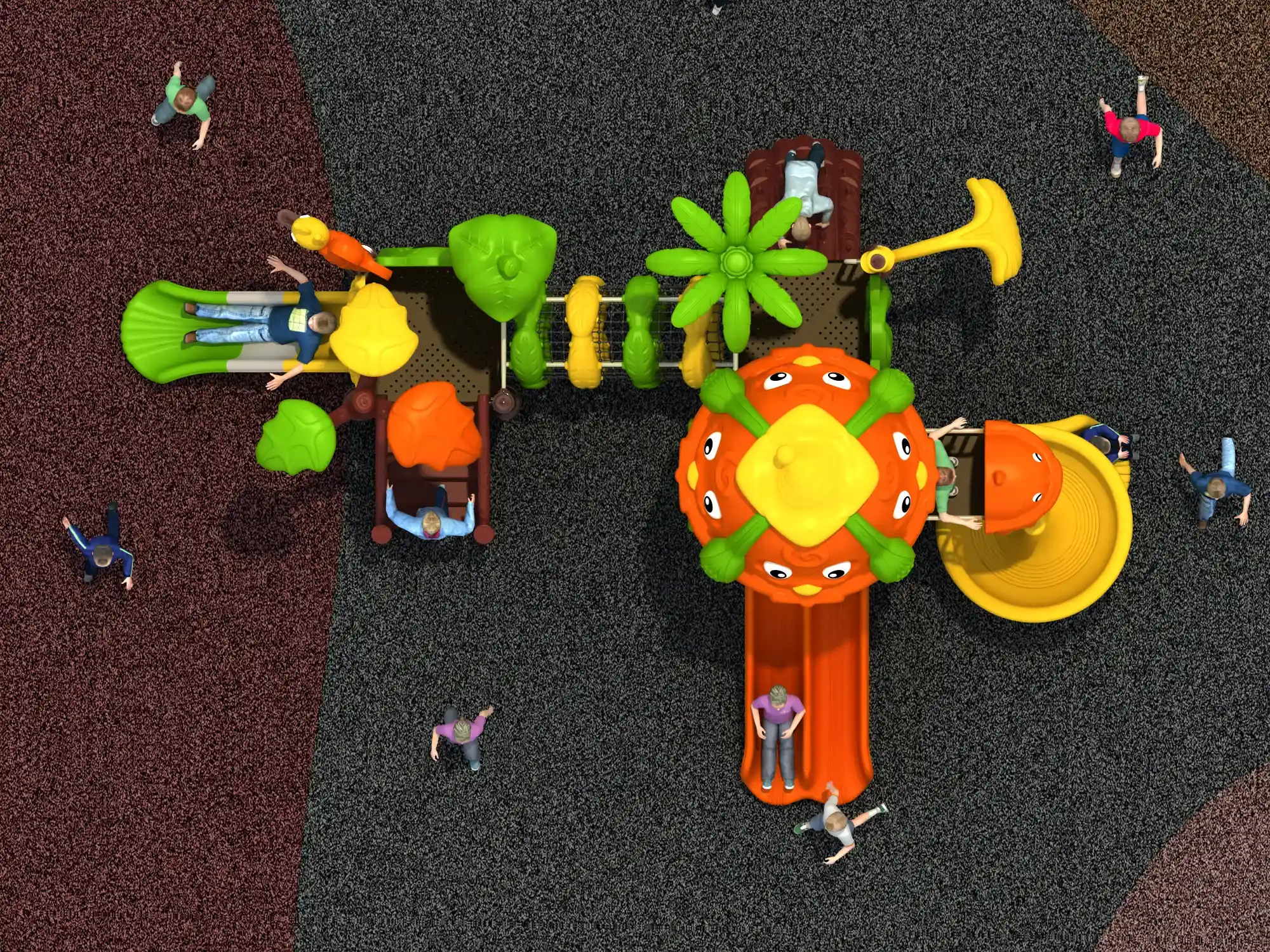 nature themed outdoor playground structure multi functional, Rotomolded, Smooth Finish, Safe Plastic by HonPlay - material and finish details