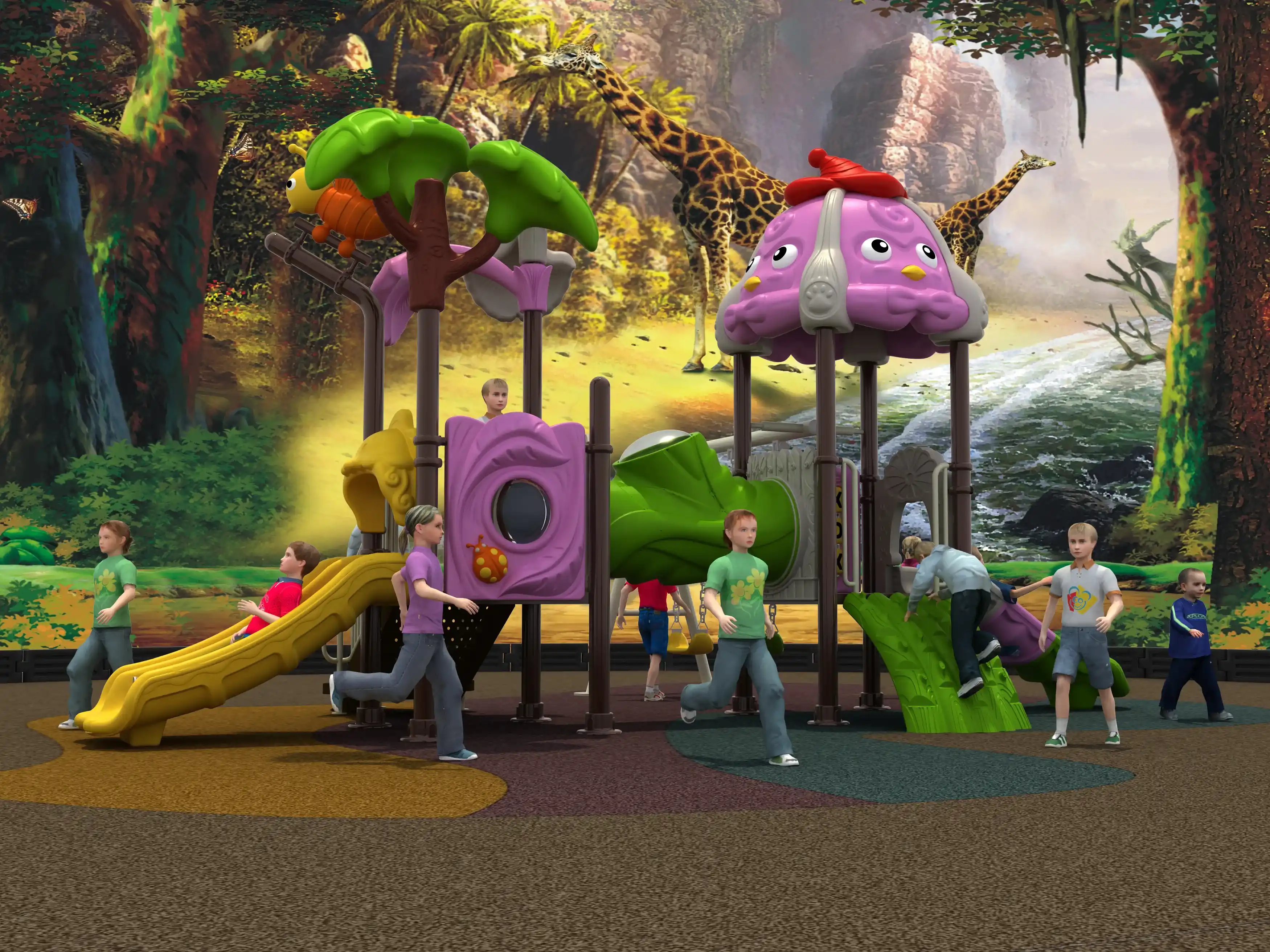 whimsical bird theme outdoor playground commercial play, Rotomolded, Smooth Finish, Safe Plastic by HonPlay - safety certification and compliance