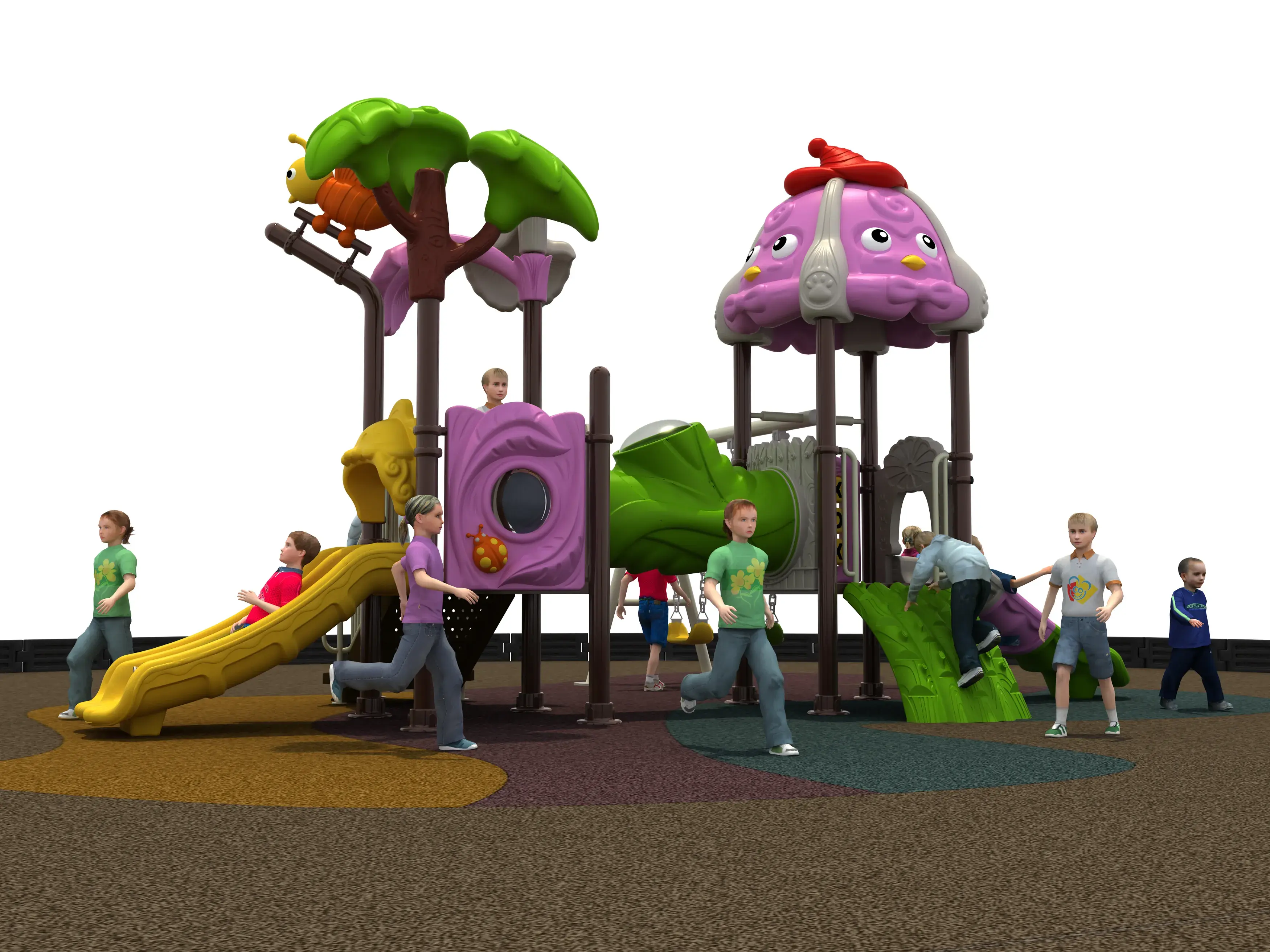 whimsical bird theme outdoor playground commercial play, Rotomolded, Smooth Finish, Safe Plastic by HonPlay - installation and use case