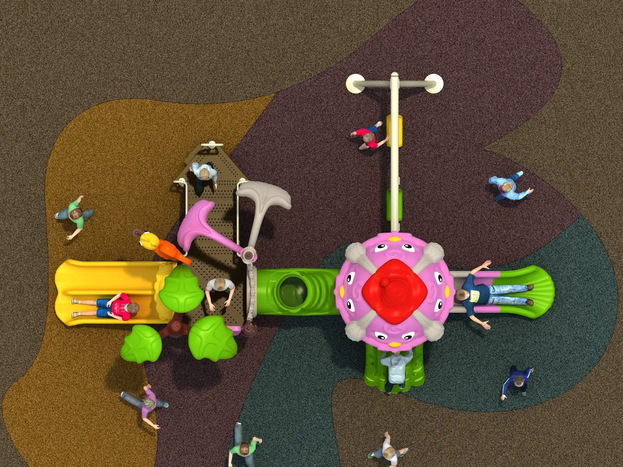 whimsical bird theme outdoor playground commercial play, Rotomolded, Smooth Finish, Safe Plastic by HonPlay - material and finish details