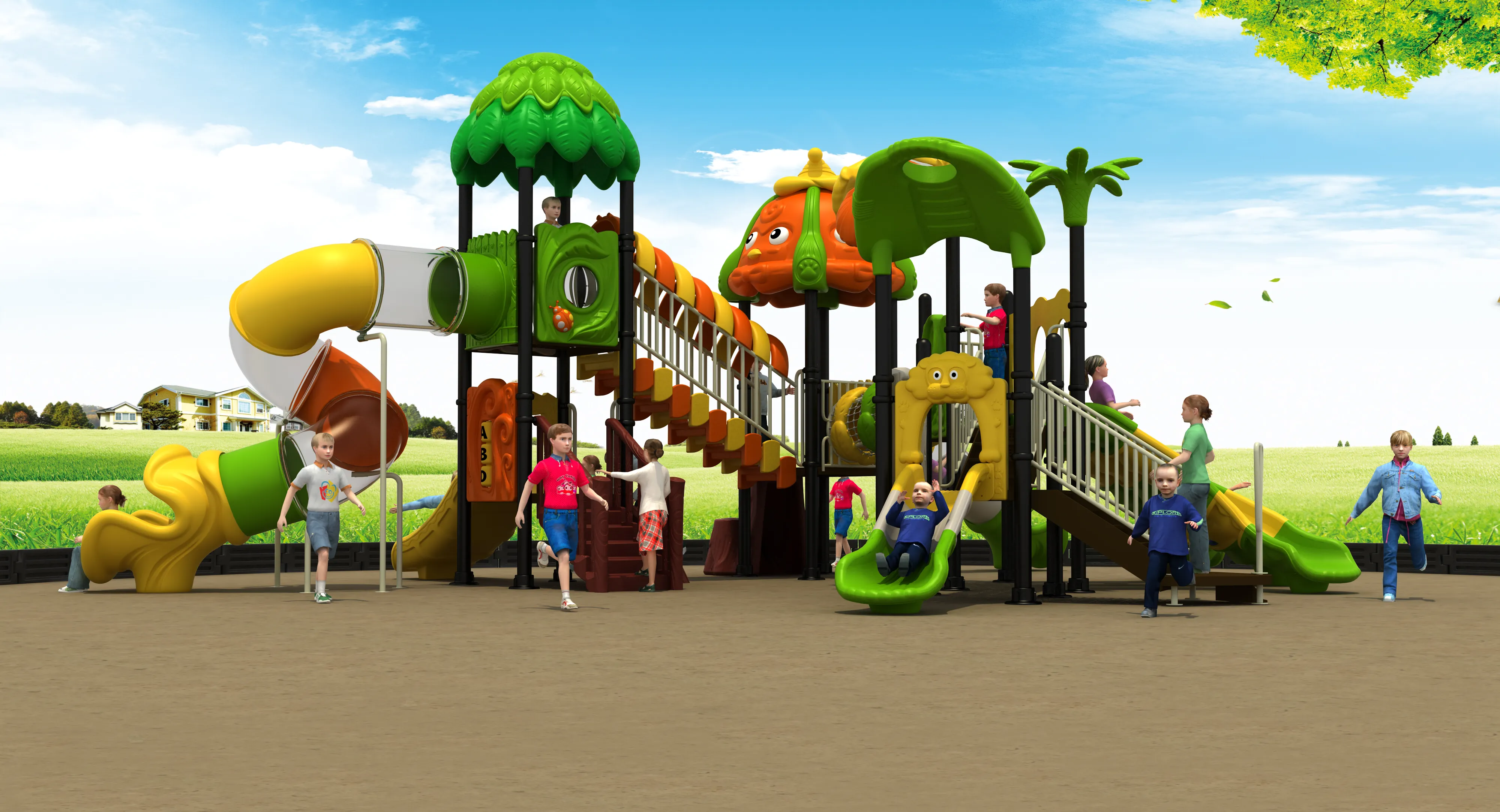 pumpkin forest theme outdoor playground commercial grade, Rotomolded, Smooth Finish, Safe Plastic by HonPlay - safety certification and compliance