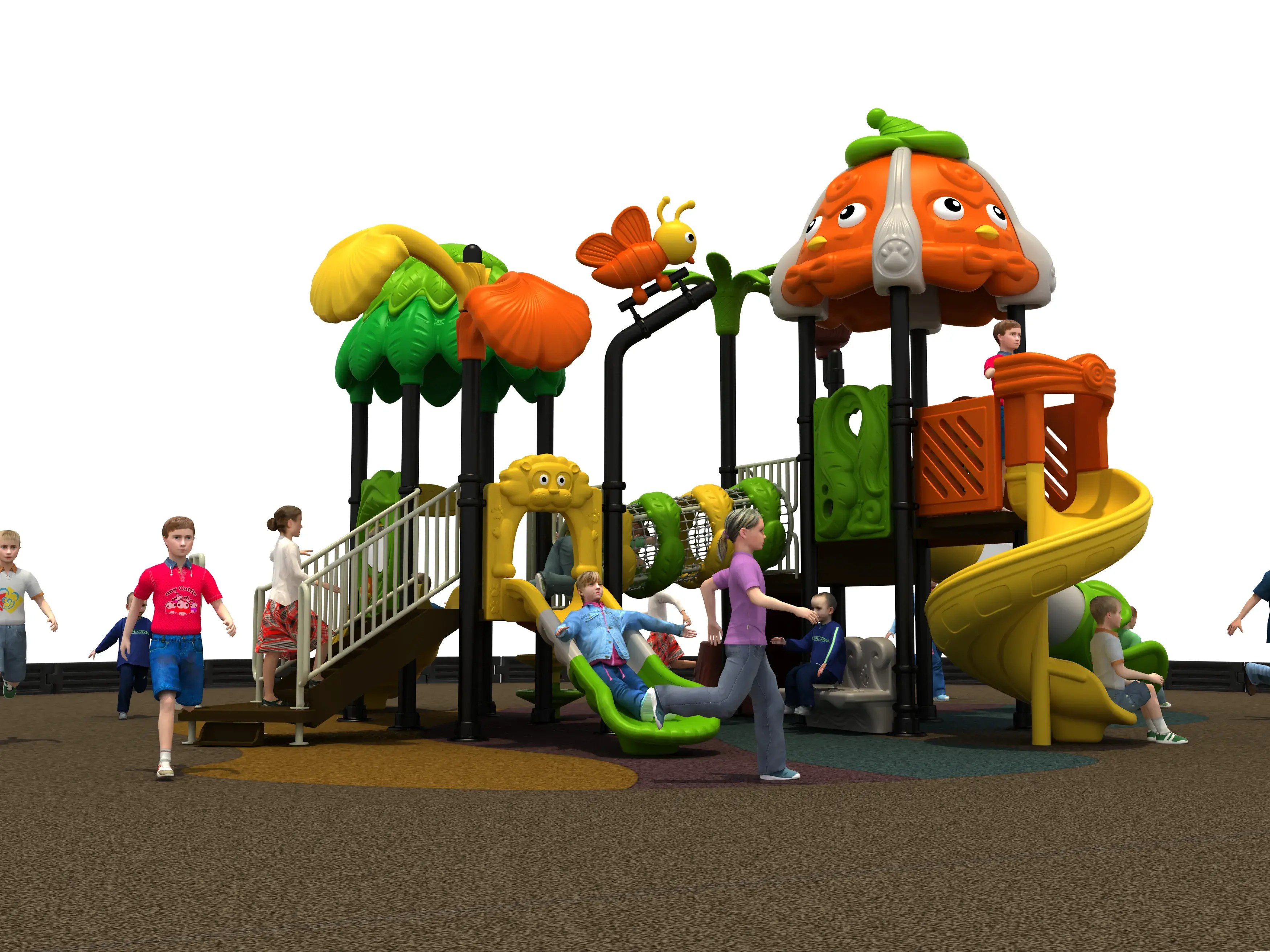 forest adventure multi slide playground durable, Rotomolded, Smooth Finish, Safe Plastic by HonPlay - safety certification and compliance