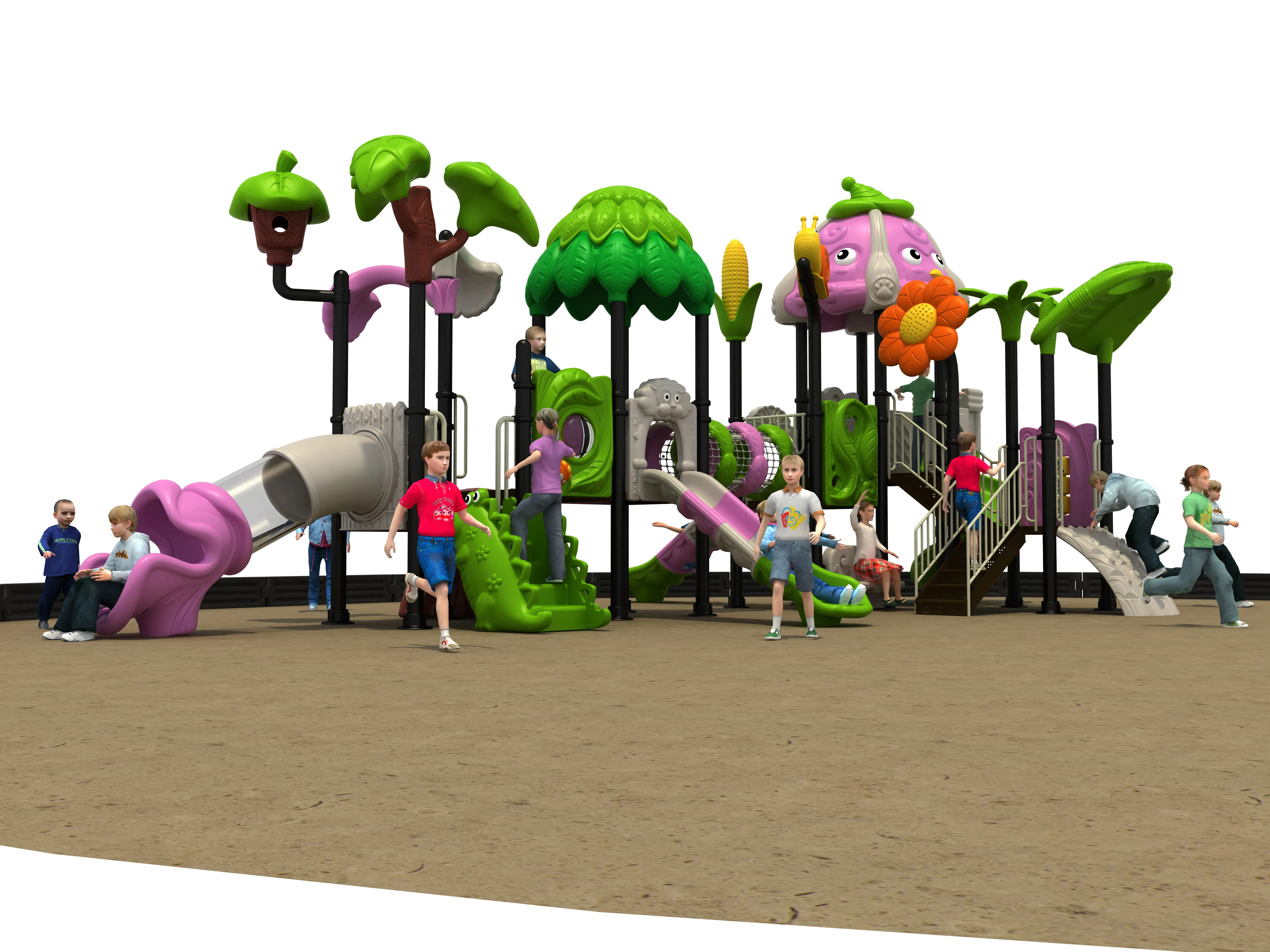 nature themed multi functional playground commercial, Rotomolded, Smooth Finish, Safe Plastic by HonPlay - installation and use case