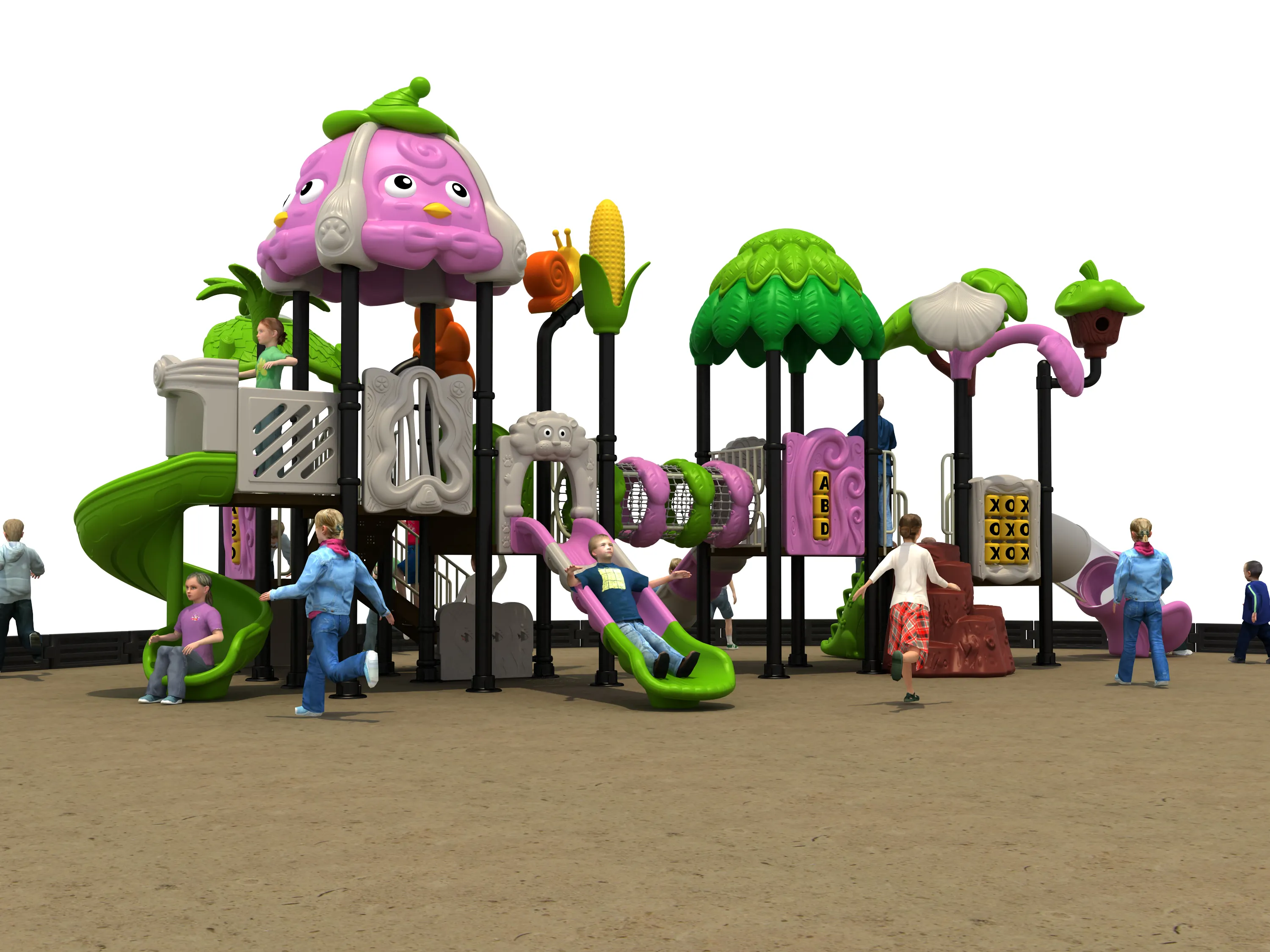 Nature-Themed Multi-Functional Playground - Commercial Outdoor Play Structure for Warsaw Public Parks - Playground equipment by HonPlay