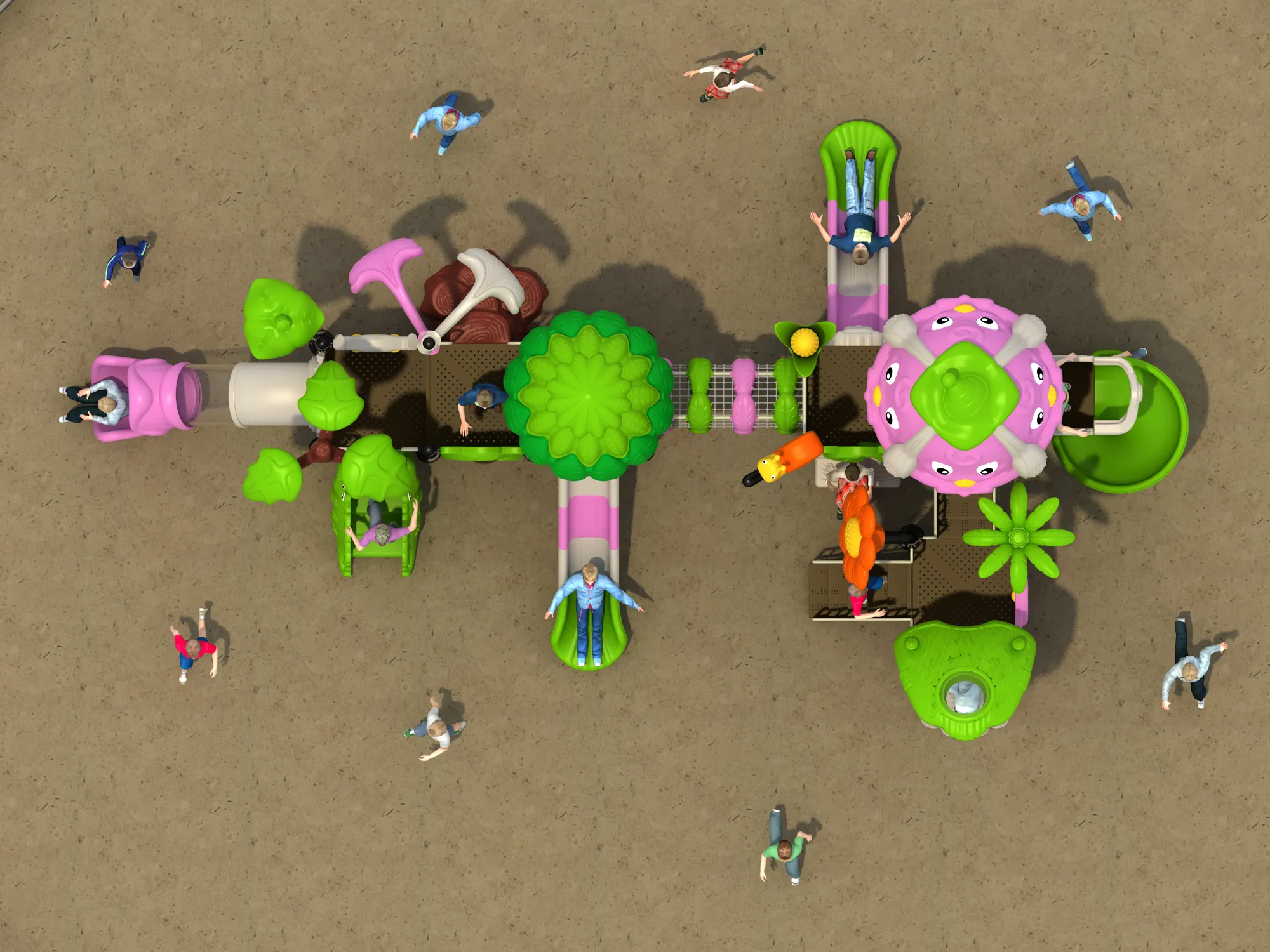 nature themed multi functional playground commercial, Rotomolded, Smooth Finish, Safe Plastic by HonPlay - material and finish details