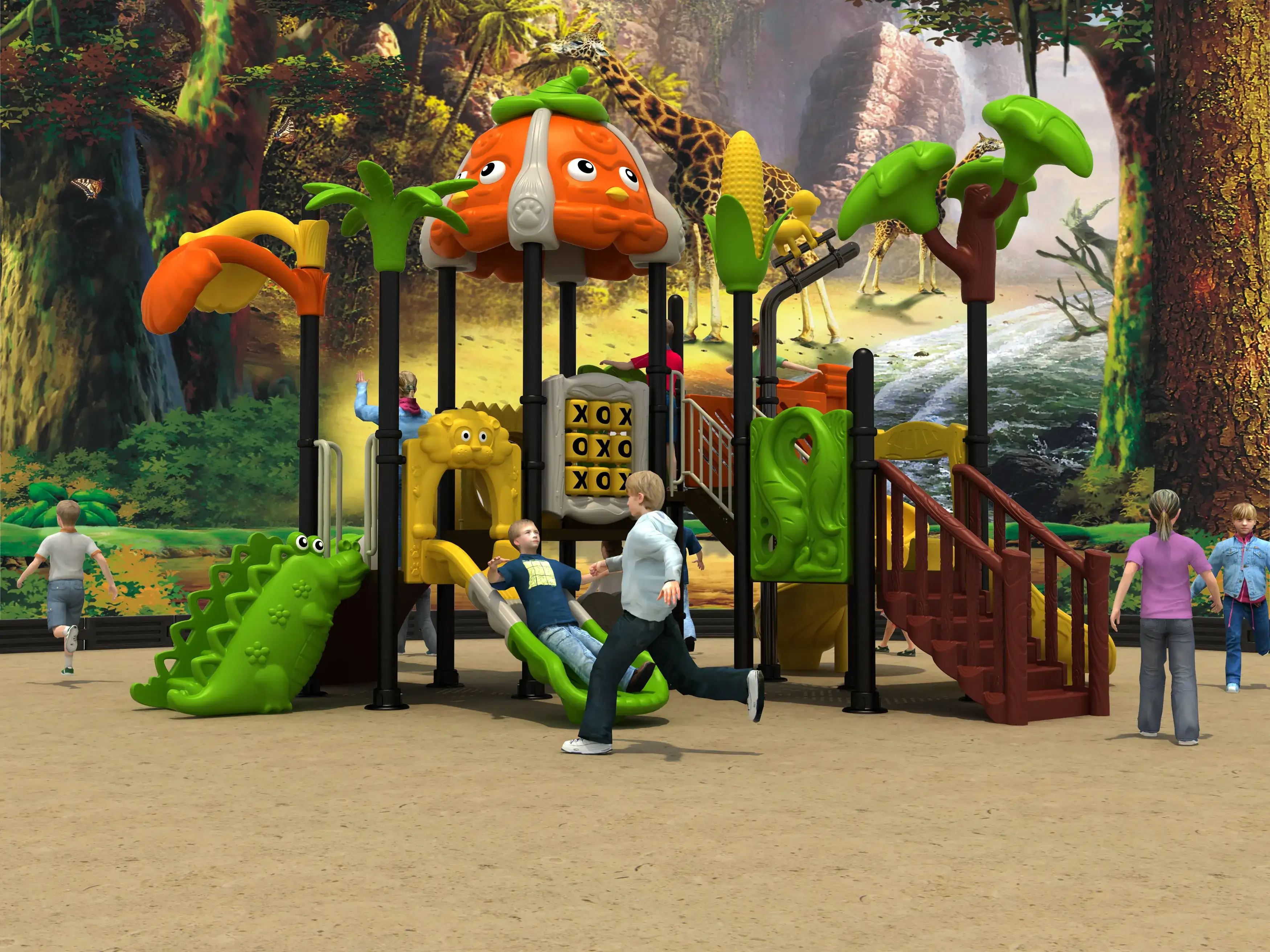 tropical jungle adventure playground multi functional, Rotomolded, Smooth Finish, Safe Plastic by HonPlay - safety certification and compliance