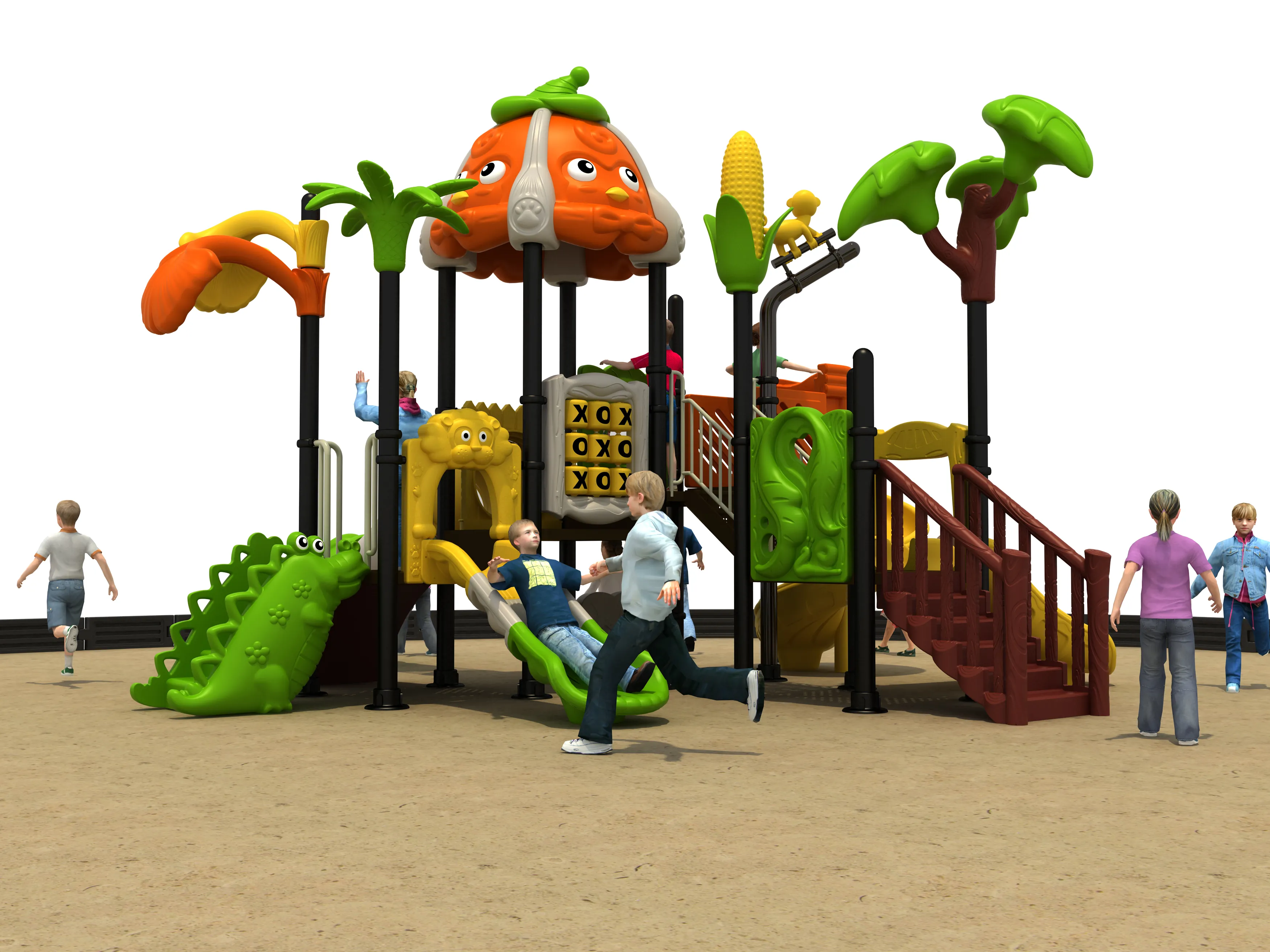 tropical jungle adventure playground multi functional, Rotomolded, Smooth Finish, Safe Plastic by HonPlay - installation and use case