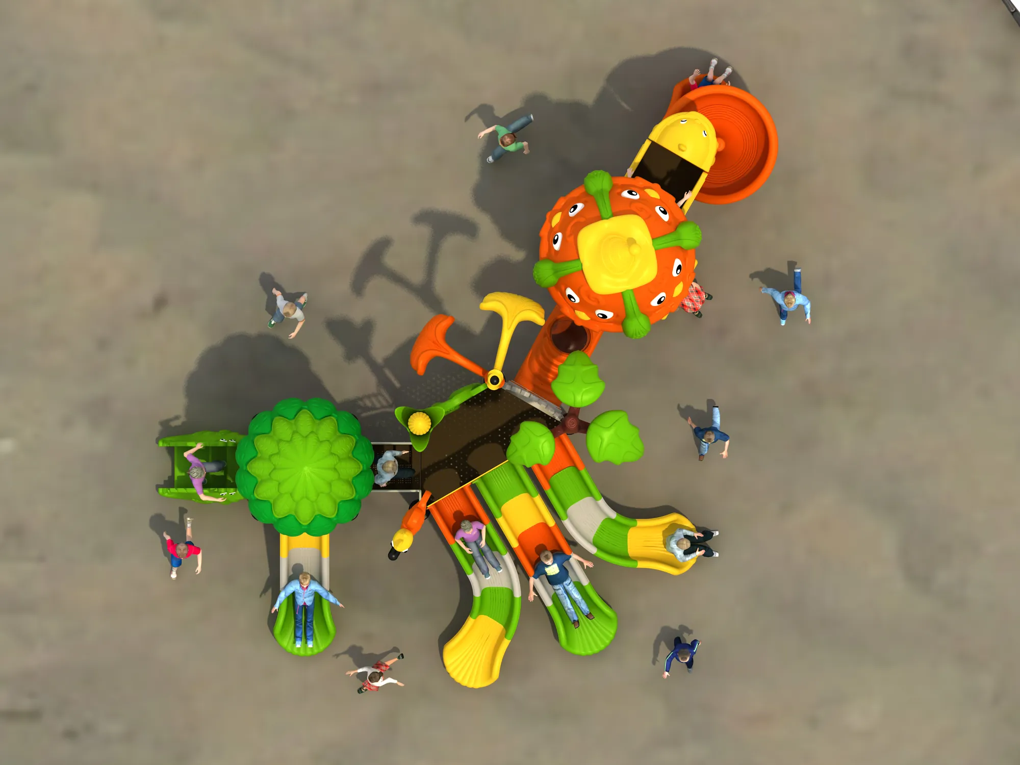 nature themed outdoor playground structure commercial play, Rotomolded, Smooth Finish, Safe Plastic by HonPlay - material and finish details