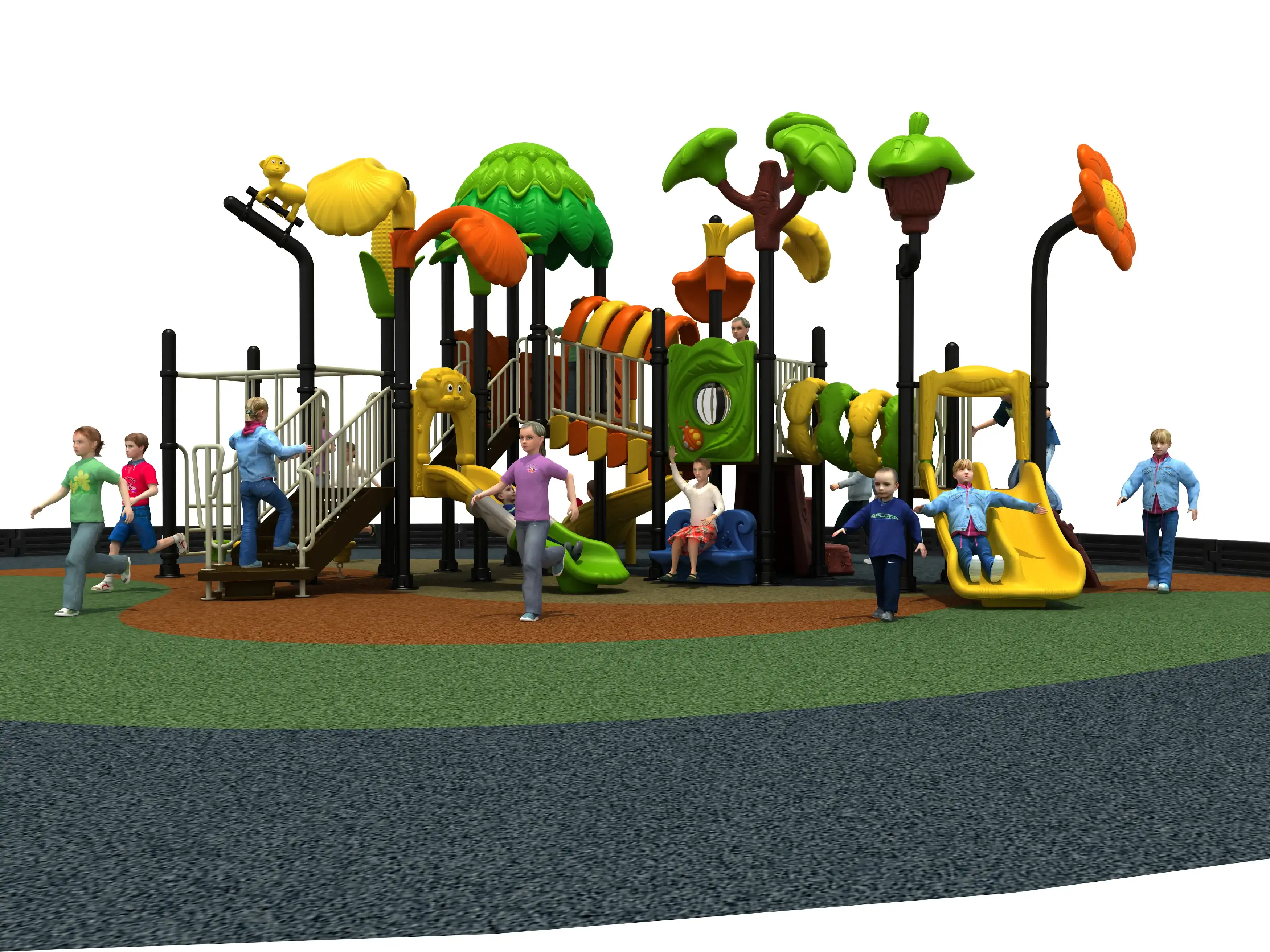 tropical harvest theme outdoor playground commercial grade, Rotomolded, Smooth Finish, Safe Plastic by HonPlay - installation and use case