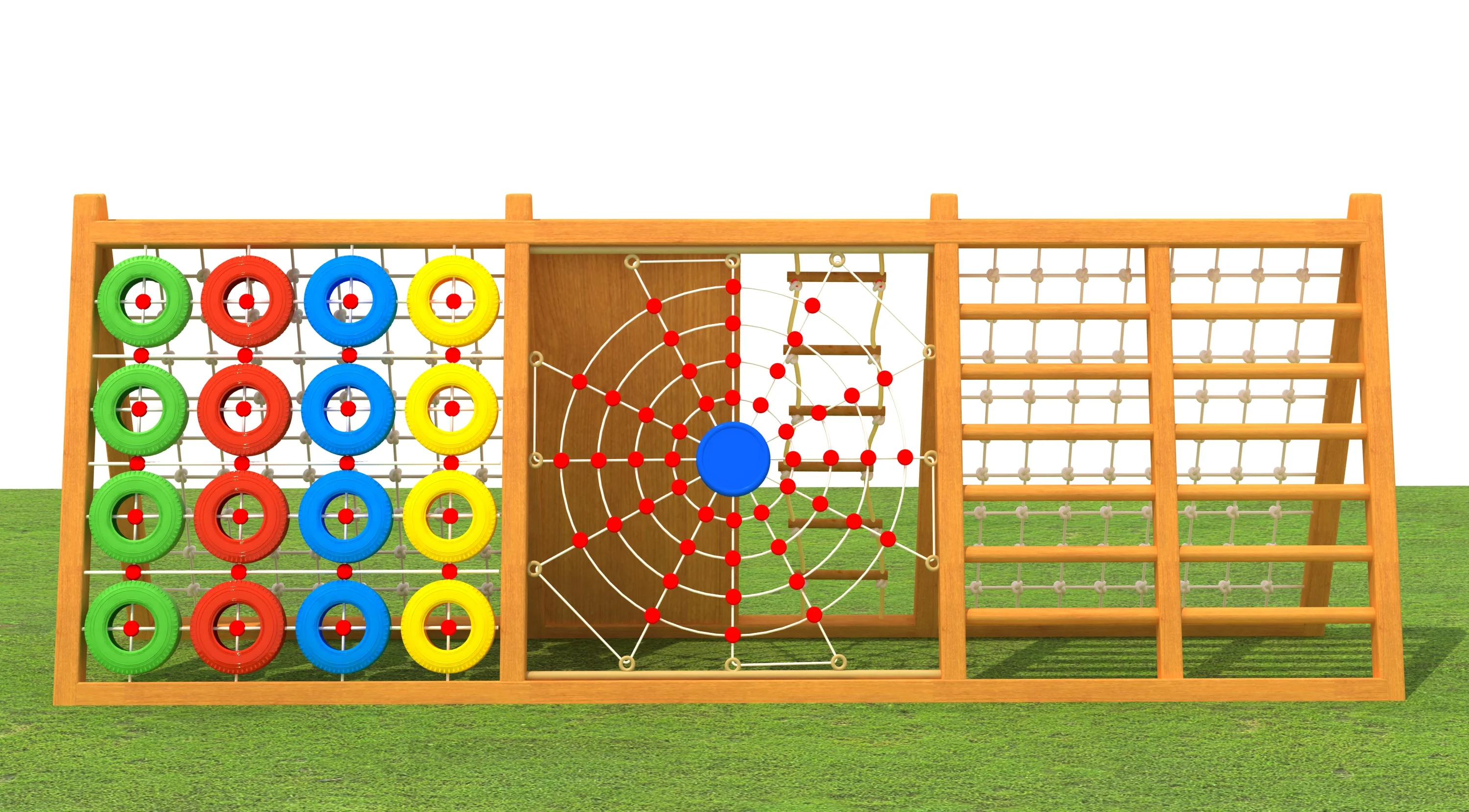 multi functional wooden climbing wall outdoor, Natural Wood, Sustainable, Biophilic Design by HonPlay - material and finish details