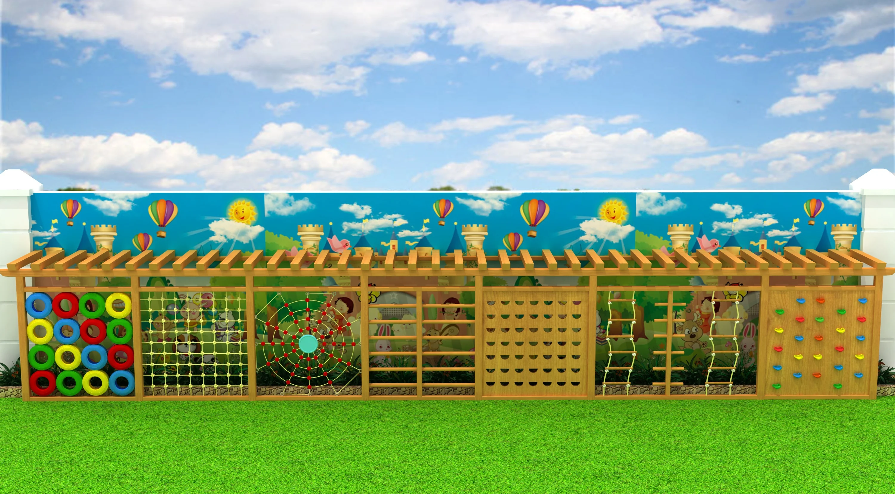 Multi-Functional Outdoor Climbing Wall - Integrated Physical Training Equipment for Dubai School Playgrounds - Playground equipment by HonPlay