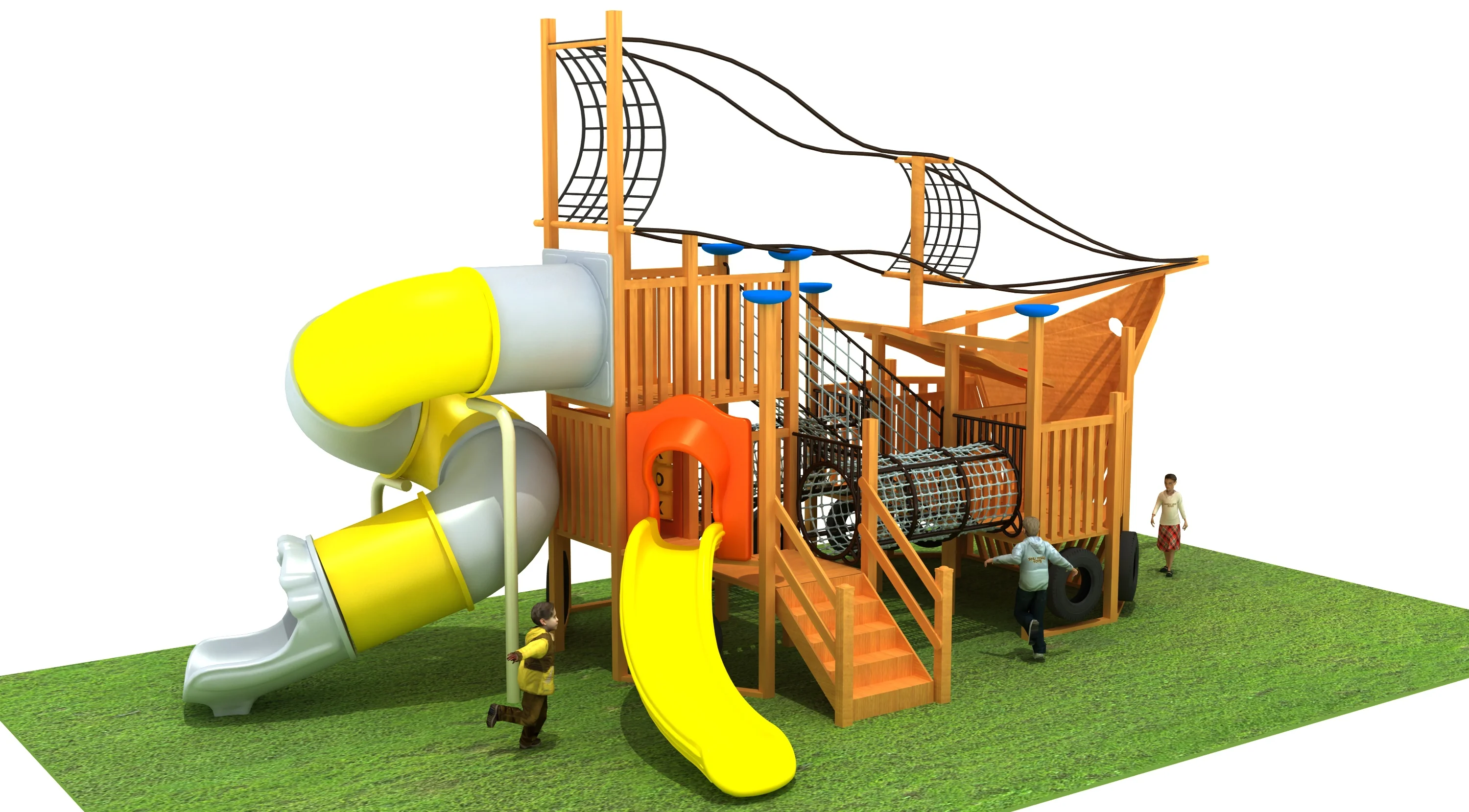 Nautical Ship-Themed Wooden Playground - Outdoor Adventure Play Equipment for Dubai Residential Parks - Playground equipment by HonPlay