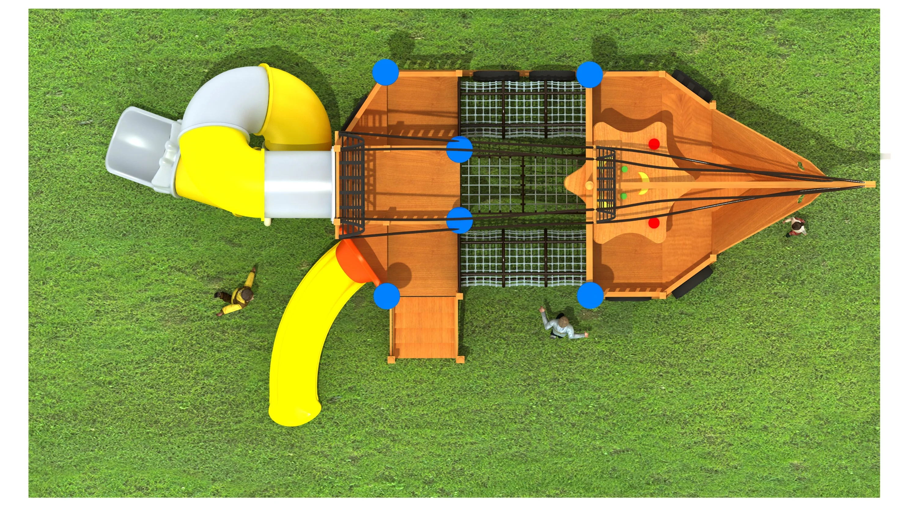 nautical ship themed wooden playground outdoor, Natural Wood, Sustainable, Biophilic Design by HonPlay - safety certification and compliance