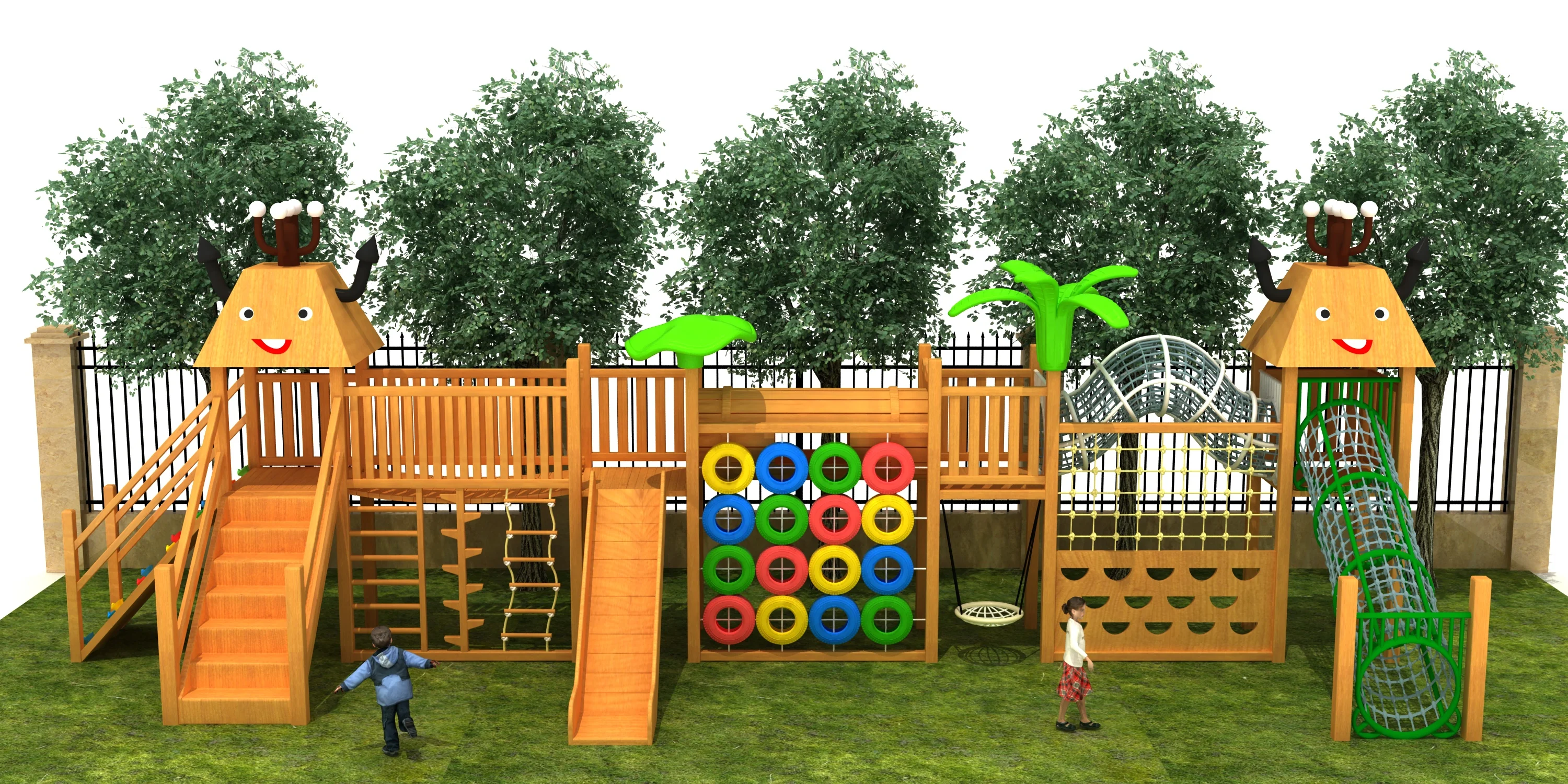 Eco-Friendly Wooden Adventure Playground - Multi-Functional Outdoor Play Equipment for Warsaw Kindergarten - Playground equipment by HonPlay