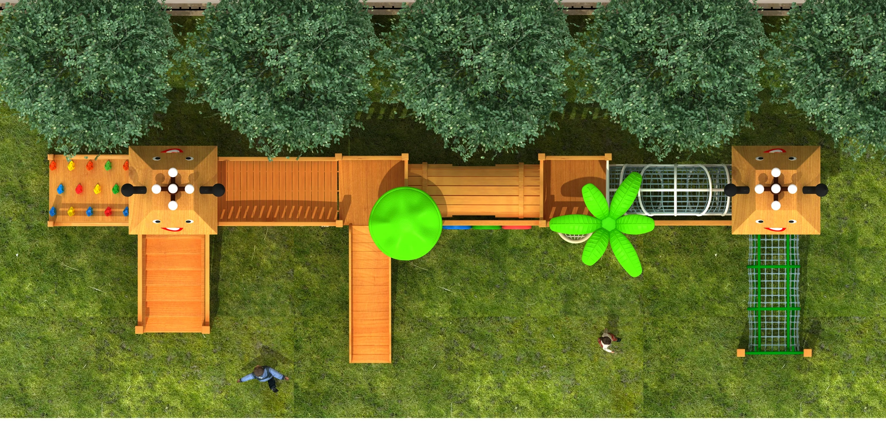 eco friendly wooden adventure playground multi, Natural Wood, Sustainable, Biophilic Design by HonPlay - material and finish details