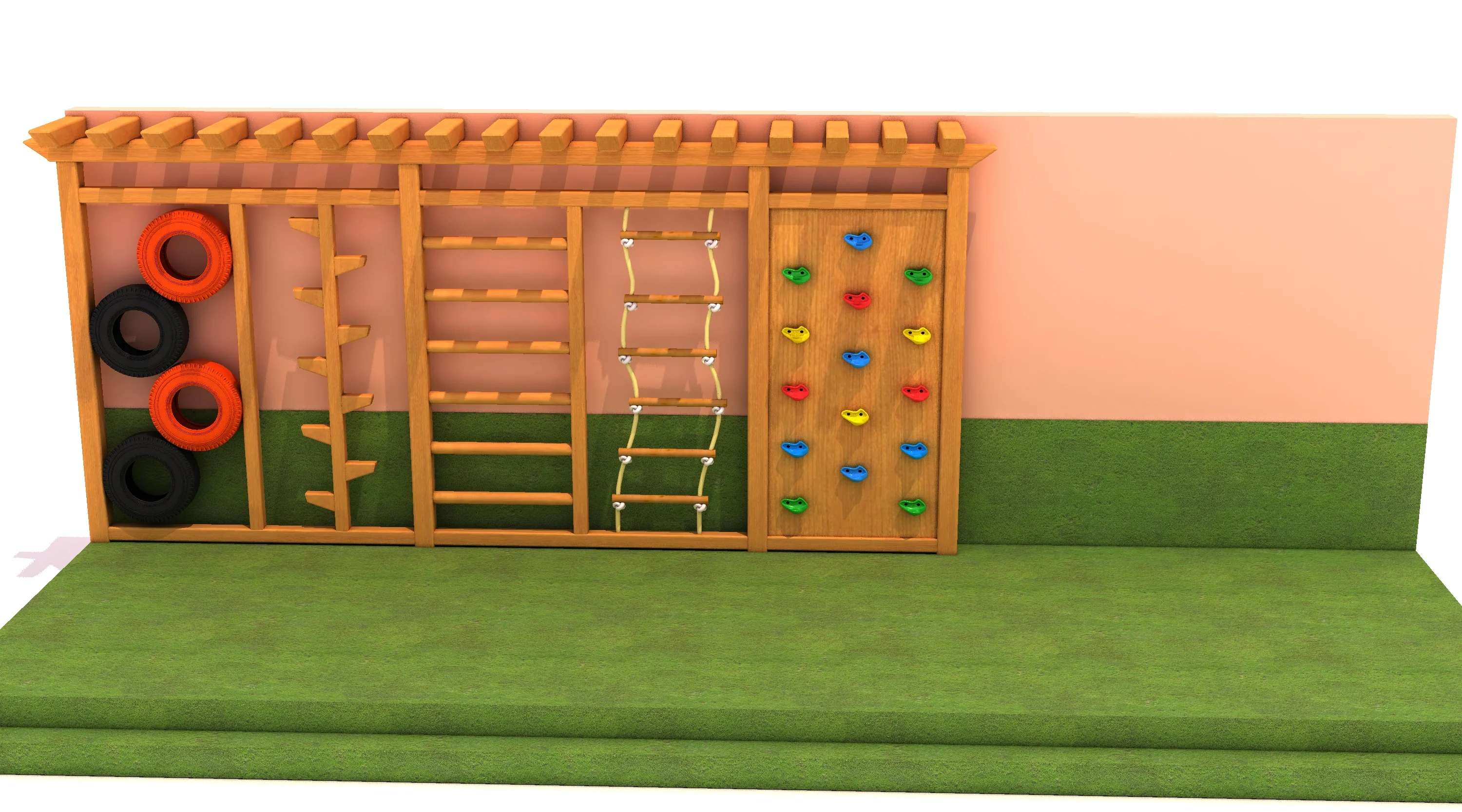 interactive sensory climbing wall educational indoor, Natural Wood, Sustainable, Biophilic Design by HonPlay - material and finish details