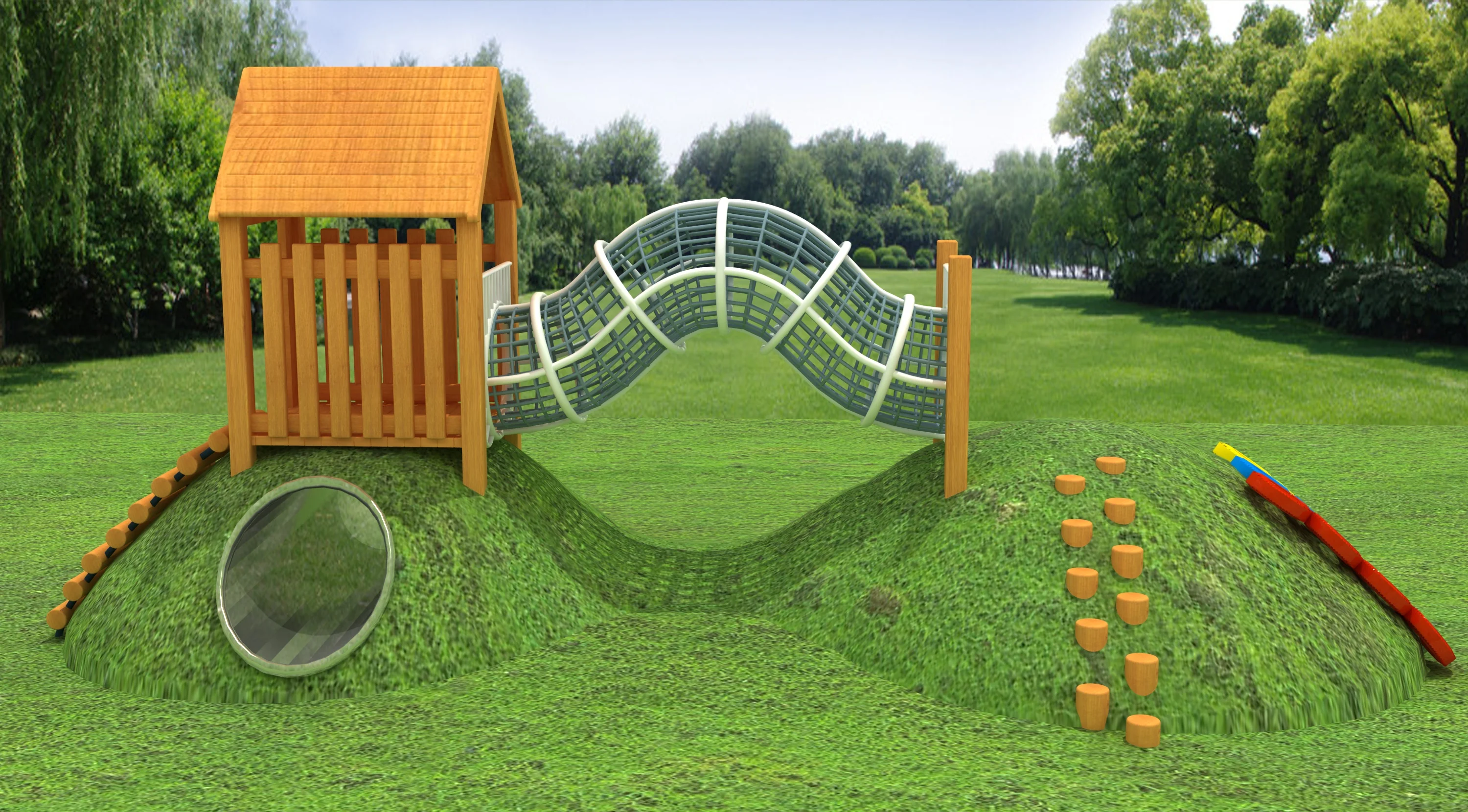 Nature-Themed Hillside Adventure Playground - Eco-Friendly Outdoor Play Equipment for Berlin Kindergarten Projects - Playground equipment by HonPlay