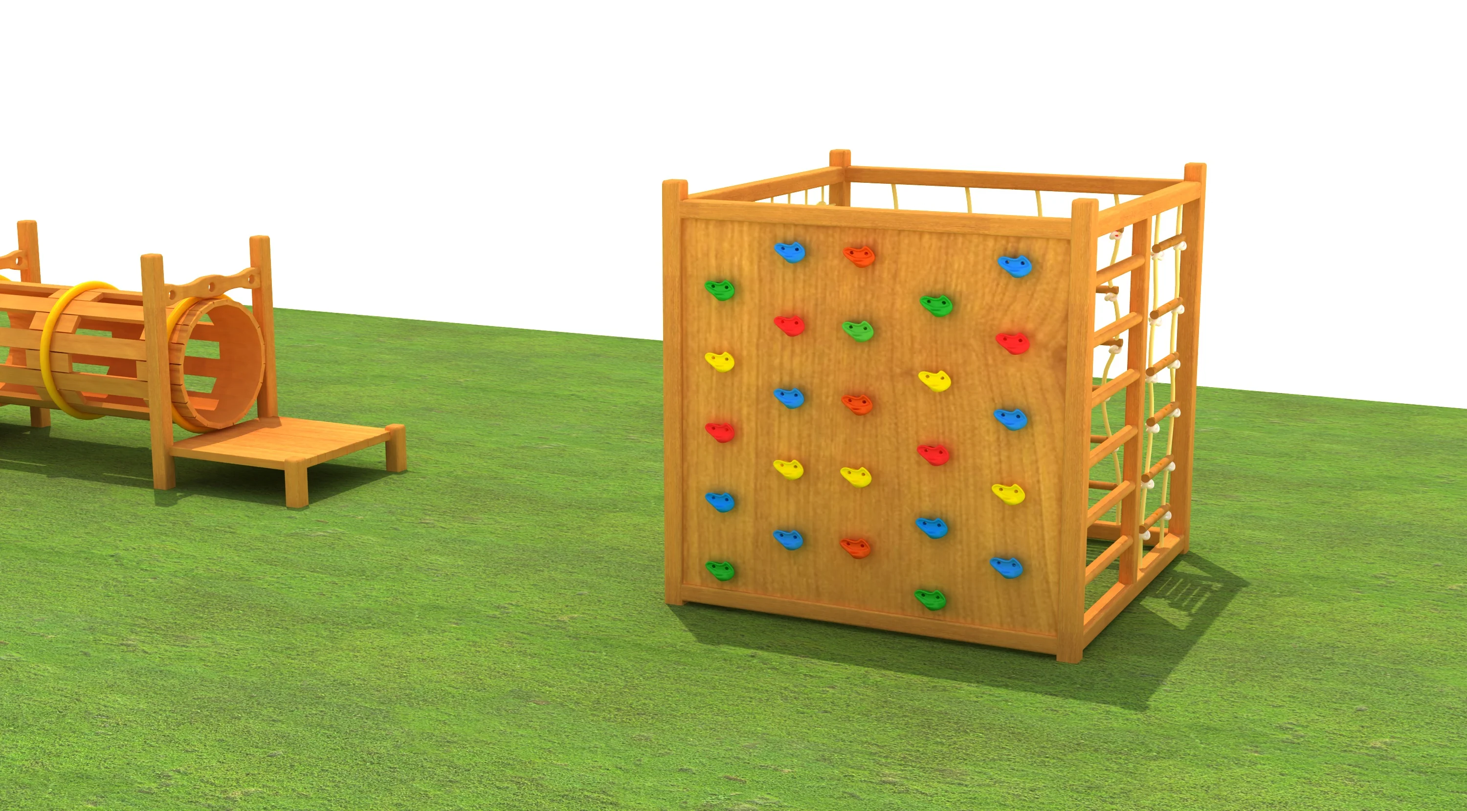 wooden cube climbing frame multi functional, Natural Wood, Sustainable, Biophilic Design by HonPlay - additional product views