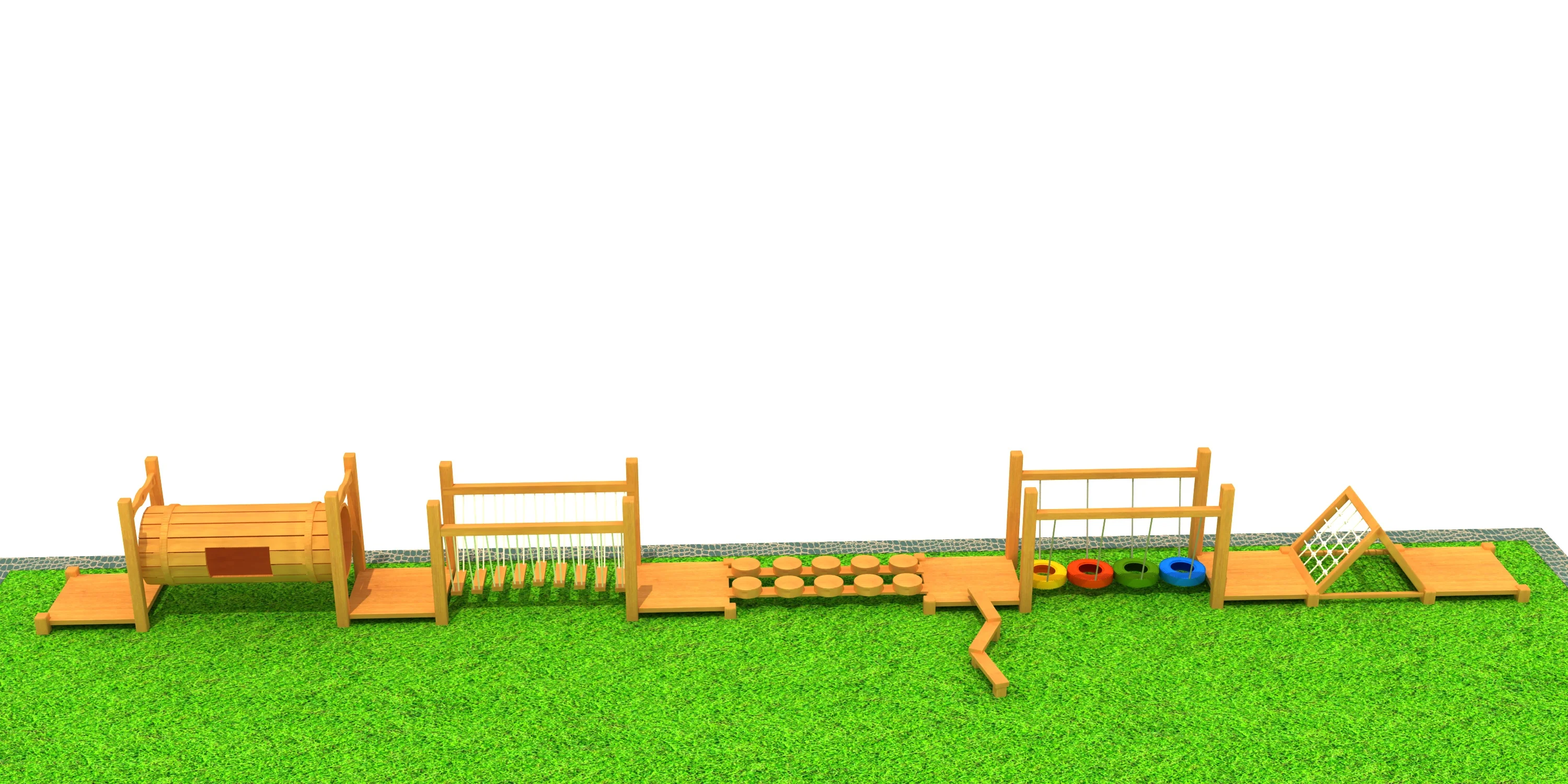 Wooden Adventure Obstacle Course - Outdoor Physical Training Equipment for Prague Kindergarten - Playground equipment by HonPlay