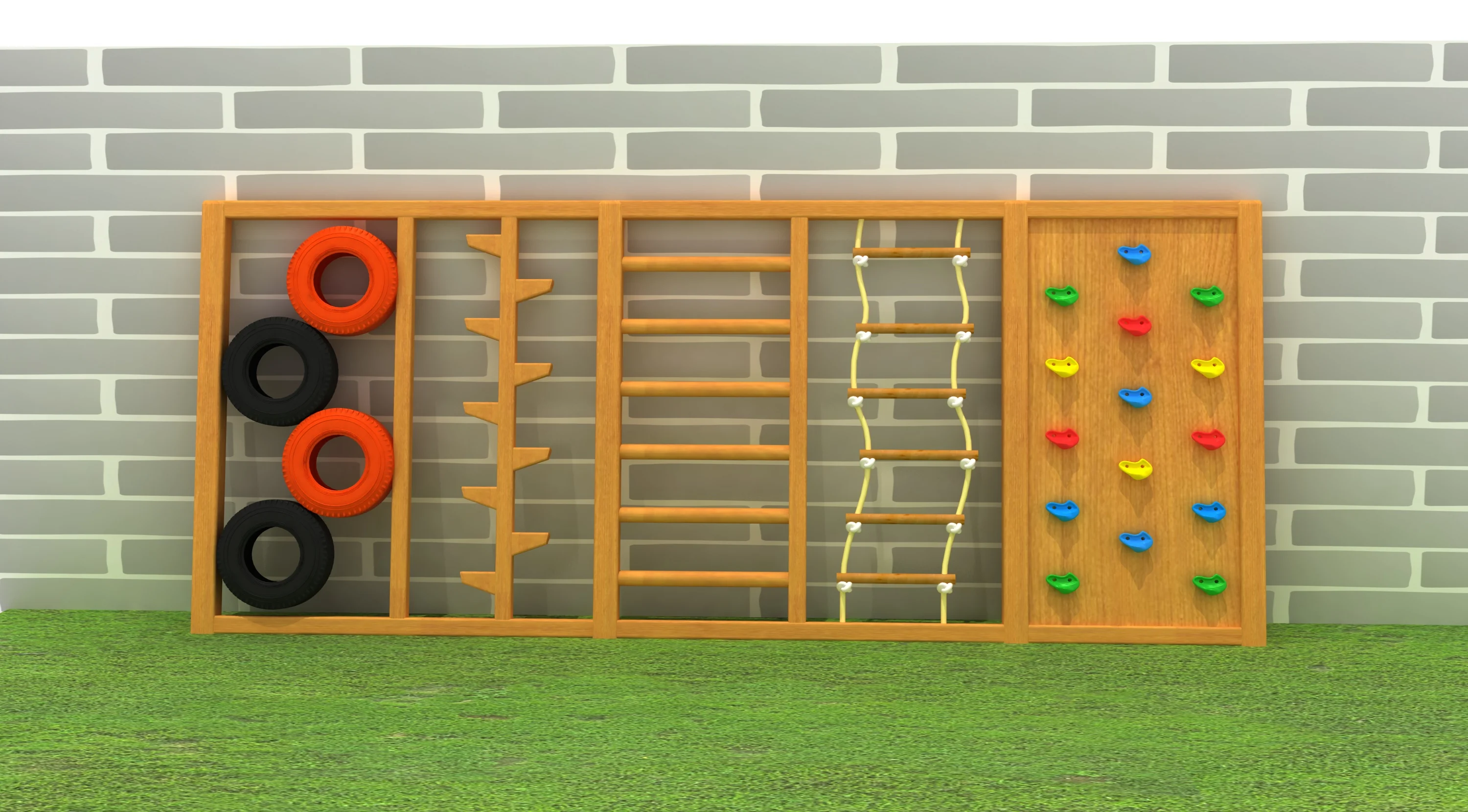 wooden adventure obstacle course outdoor physical, Natural Wood, Sustainable, Biophilic Design by HonPlay - material and finish details