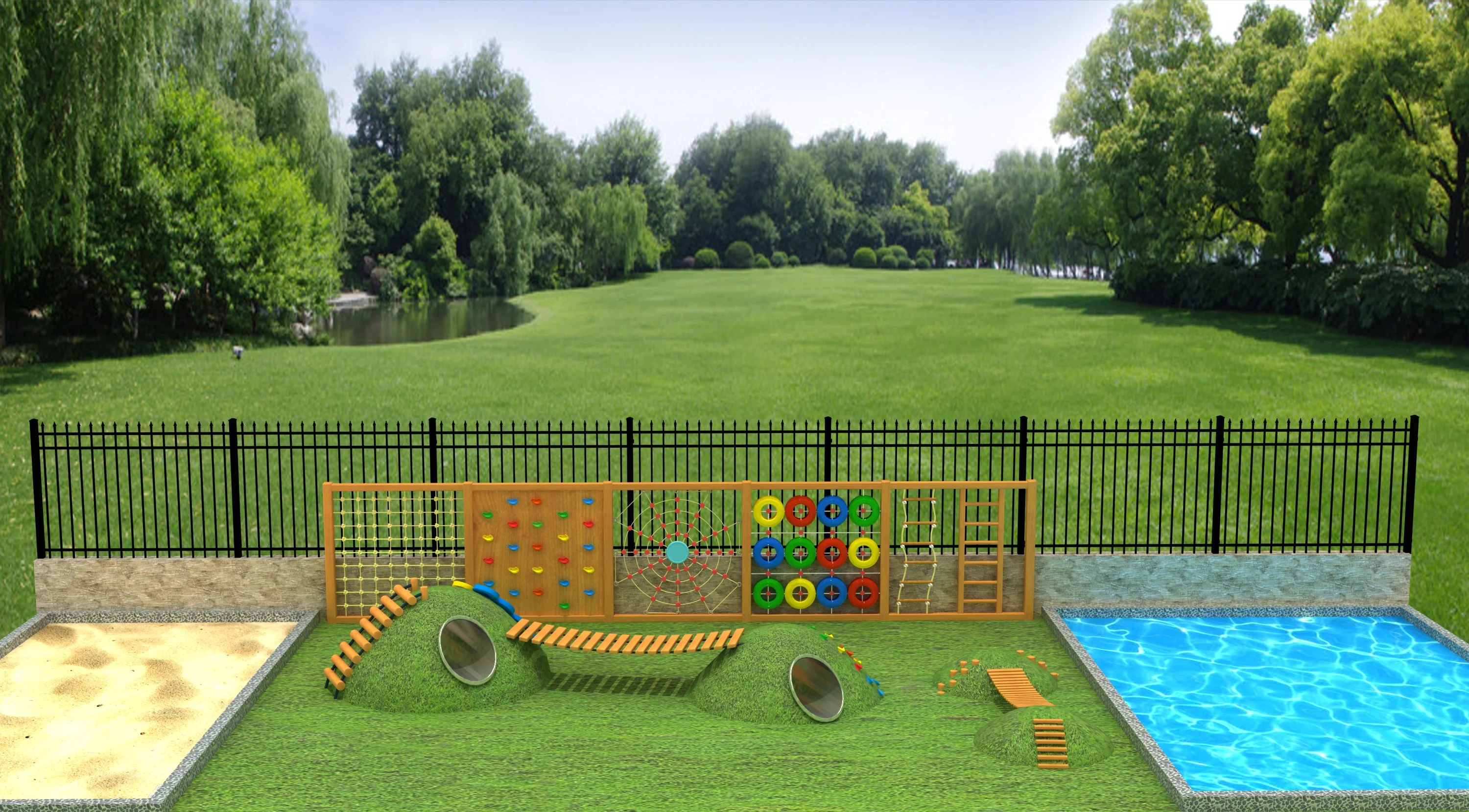 Multi-Functional Outdoor Adventure Playground - Integrated Climbing and Sensory Play Equipment for Prague Kindergarten - Playground equipment by HonPlay