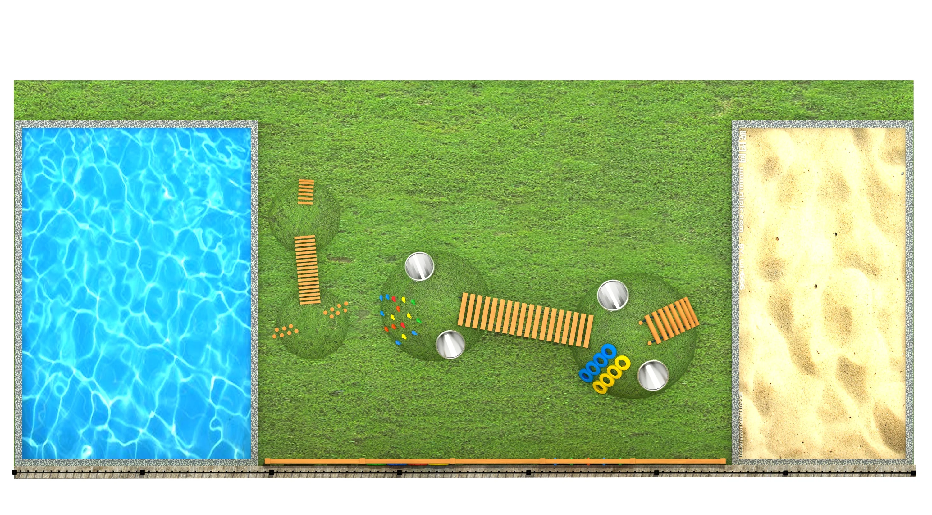 multi functional outdoor adventure playground integrated, Natural Wood, Sustainable, Biophilic Design by HonPlay - material and finish details