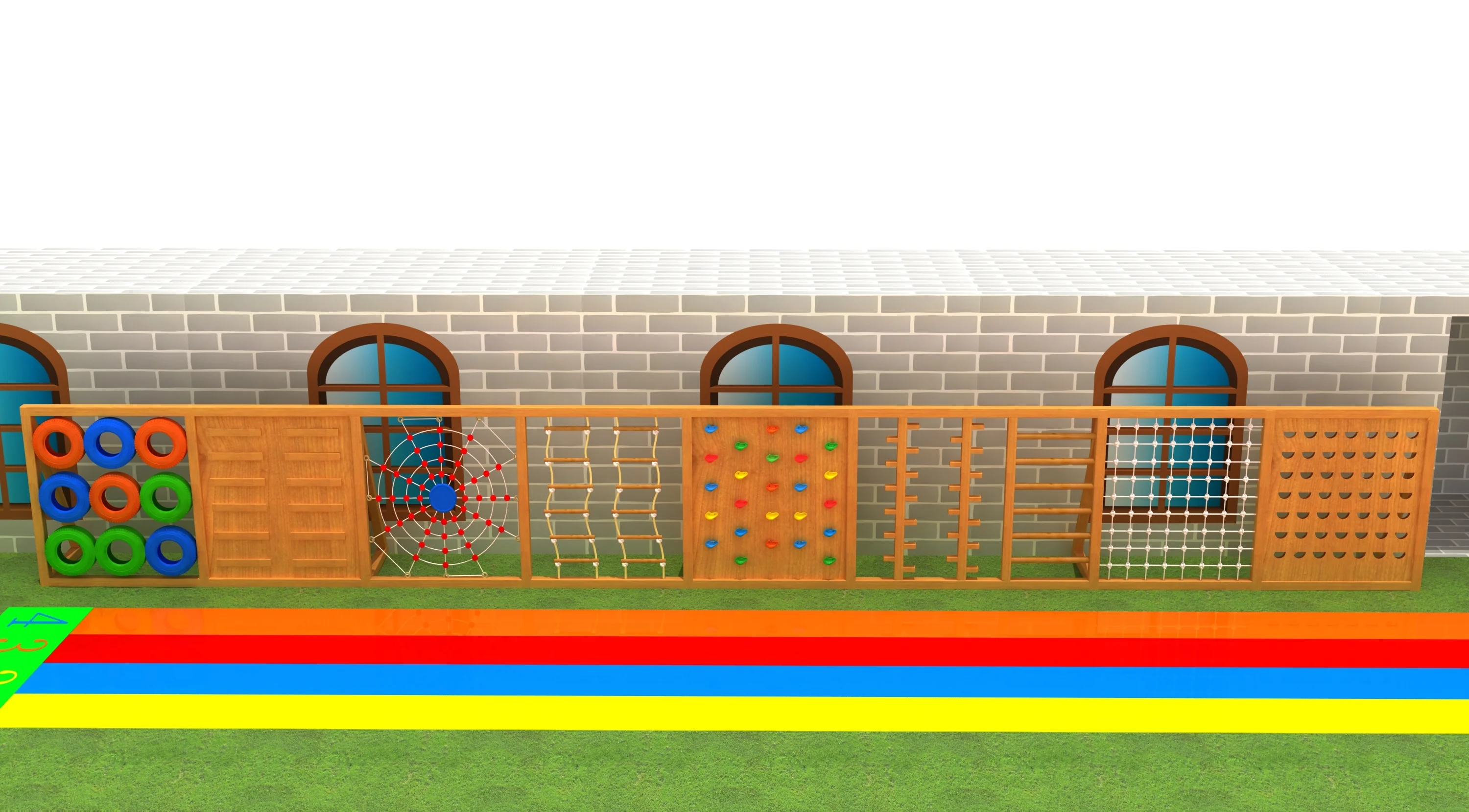 Modular Wooden Adventure Obstacle Wall - Outdoor Physical Training Equipment for Warsaw Kindergarten Playgrounds - Playground equipment by HonPlay