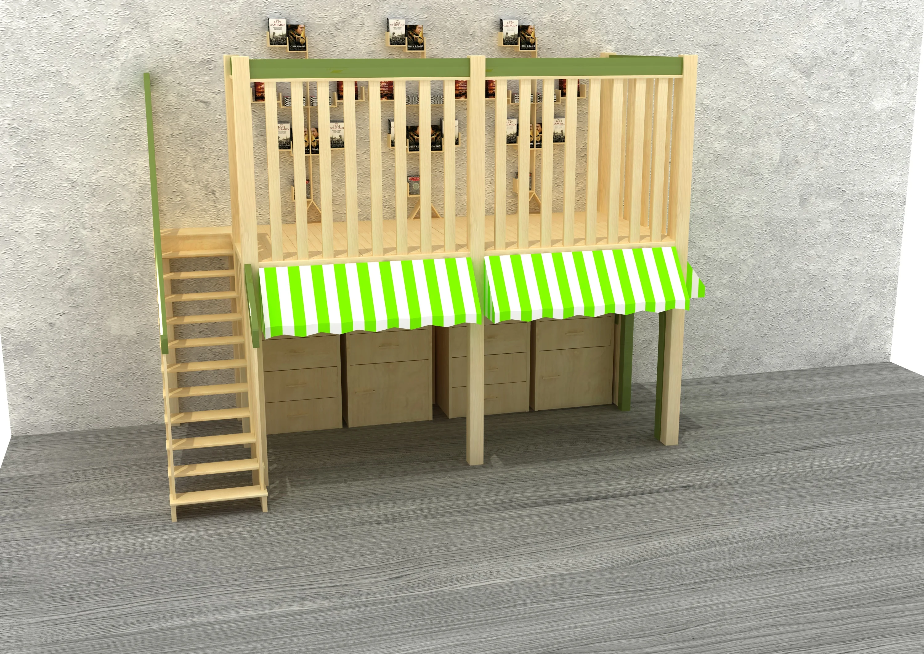 Wooden Loft Play House with Storage - Indoor Kindergarten Furniture for Berlin Daycare Centers - Playground equipment by HonPlay