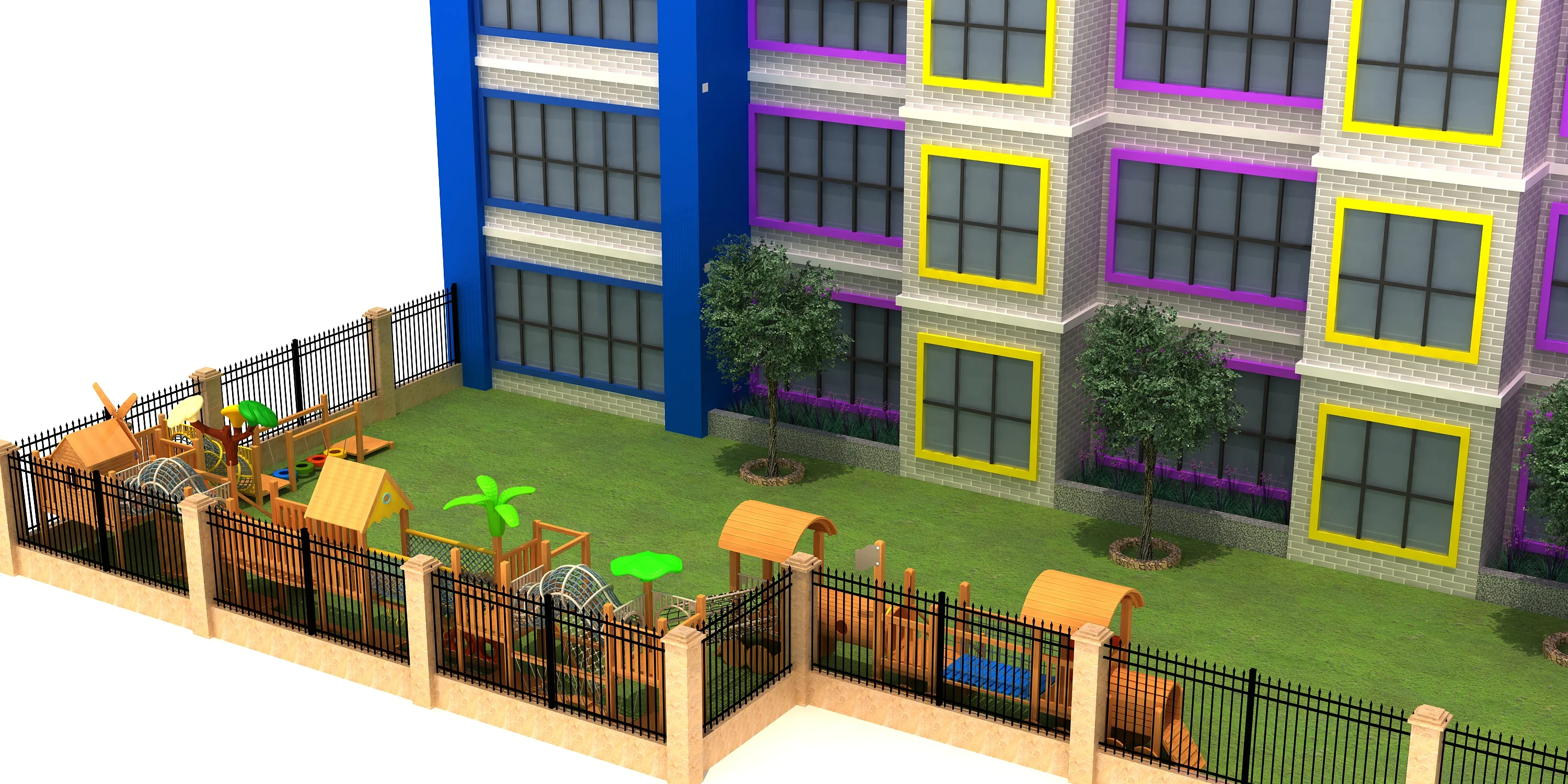 wooden adventure playground set outdoor physical, Natural Wood, Sustainable, Biophilic Design by HonPlay - additional product views