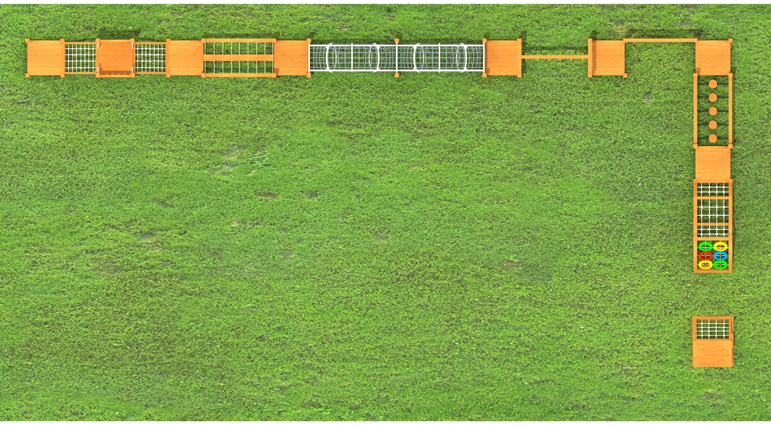 wooden adventure obstacle course outdoor fitness, Natural Wood, Sustainable, Biophilic Design by HonPlay - safety certification and compliance