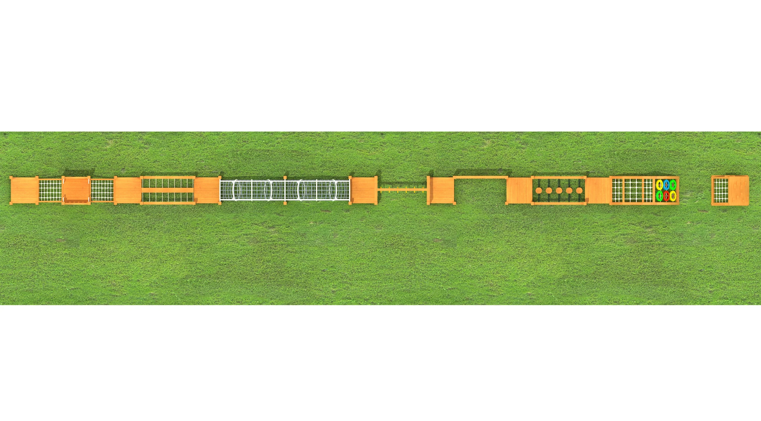 wooden adventure obstacle course outdoor fitness, Natural Wood, Sustainable, Biophilic Design by HonPlay - installation and use case