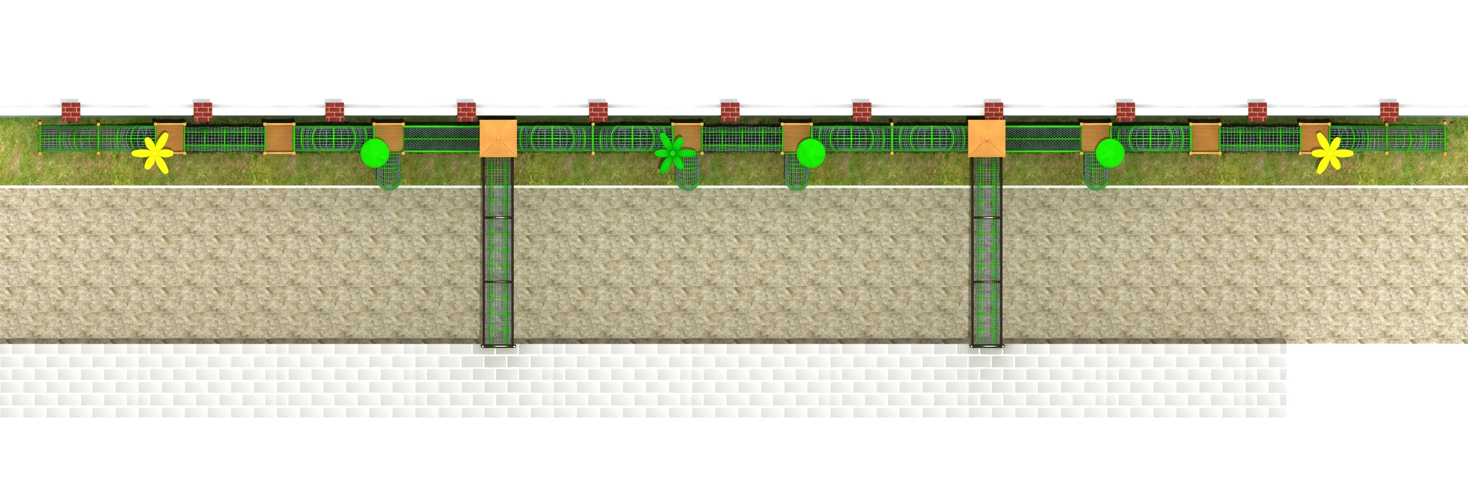 linear wall mounted adventure trail outdoor, Natural Wood, Sustainable, Biophilic Design by HonPlay - installation and use case