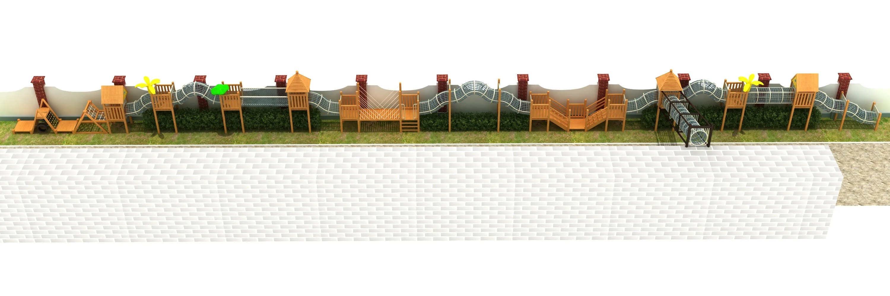 linear wall mounted adventure trail outdoor, Natural Wood, Sustainable, Biophilic Design by HonPlay - safety certification and compliance