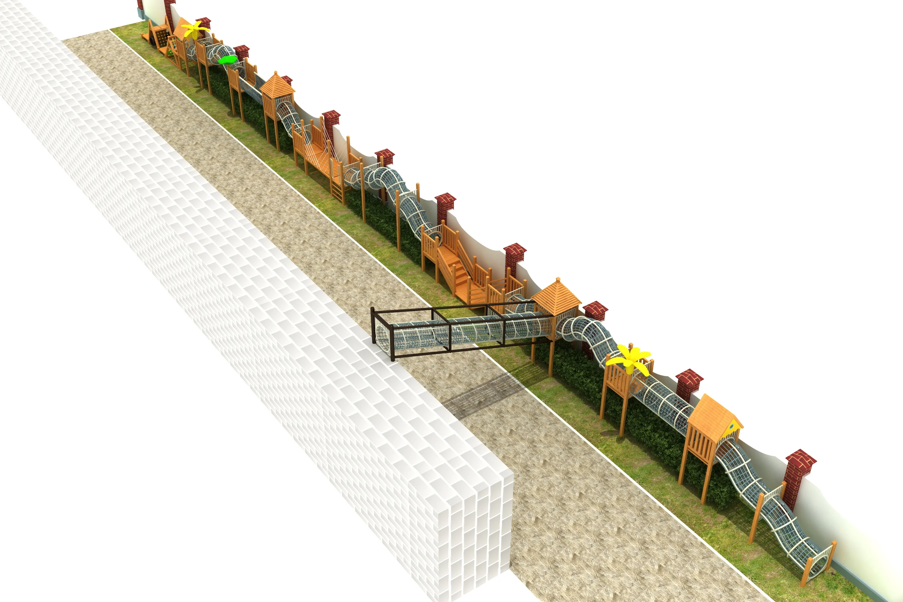 linear wall mounted adventure trail outdoor, Natural Wood, Sustainable, Biophilic Design by HonPlay - full product view