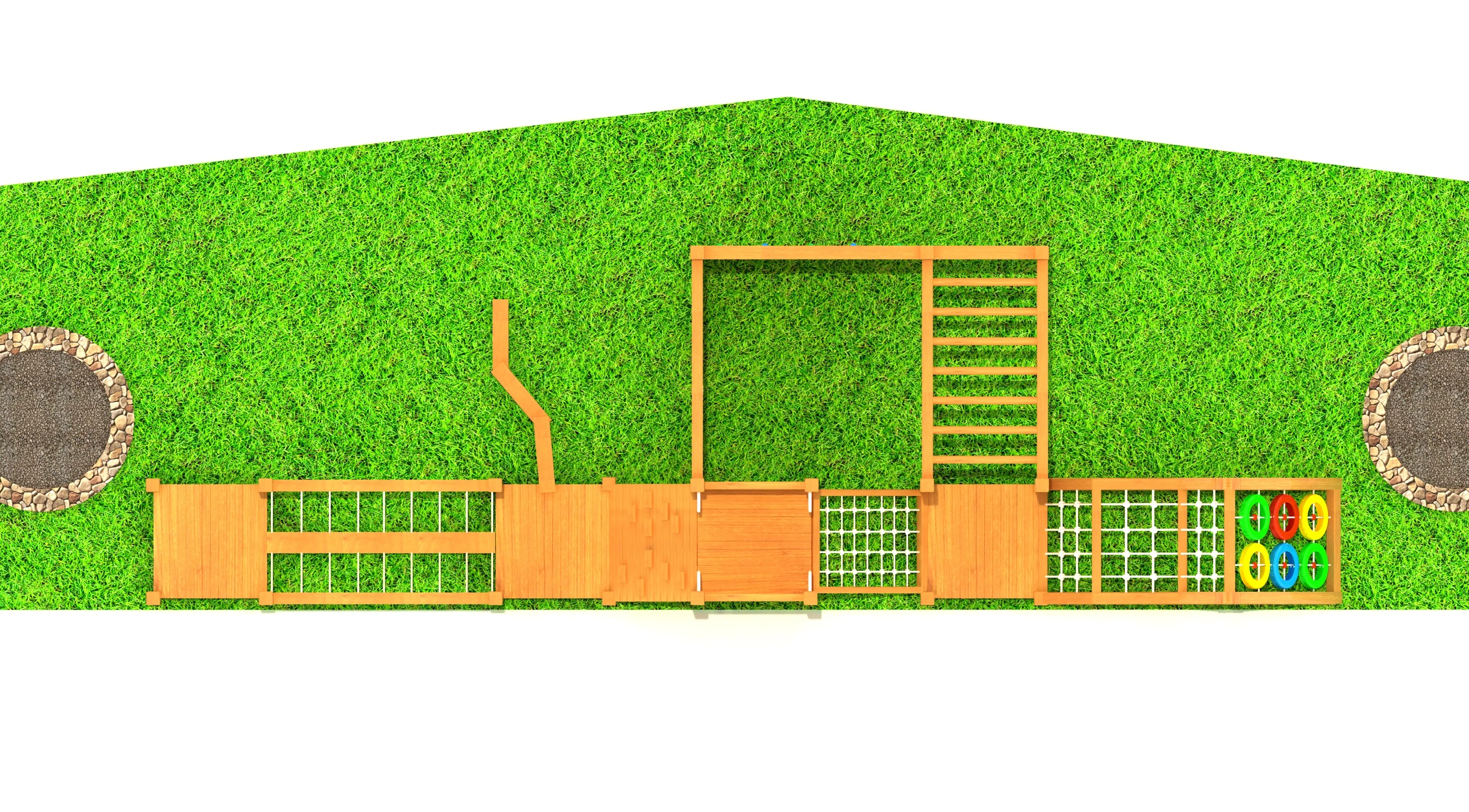 wooden adventure playground set outdoor physical, Natural Wood, Sustainable, Biophilic Design by HonPlay - safety certification and compliance